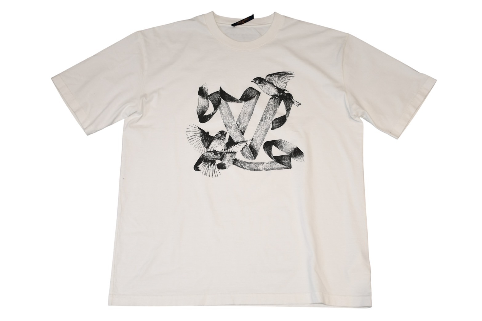 極美品 LOUIS VUITTON ルイヴィトン LVバード シグネチャ―プリンテッド 半袖Tシャツ RM232 NPG HPY83W ホワイト ブラック サイズ4L 中古 4b012690