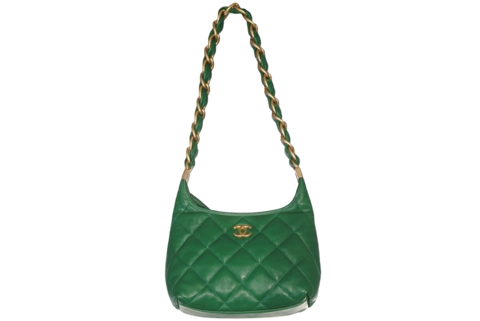 CHANEL シャネル スモールホーボー ショルダーバッグ ラムスキン ブラック/352217【中古】 CHANEL - CHANEL シャネル スモールホーボー ショルダーバッグ