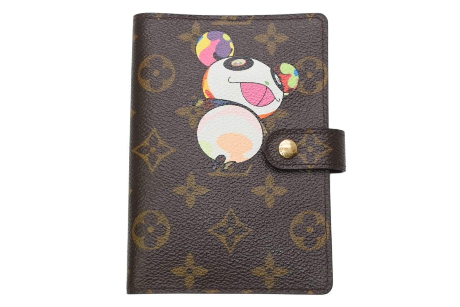 極美品 LOUIS VUITTON ルイヴィトン 手帳カバー アジェンダPM モノグラムパンダ 村上隆 R20011 ブラウン マルチカラー 中古 4b013177