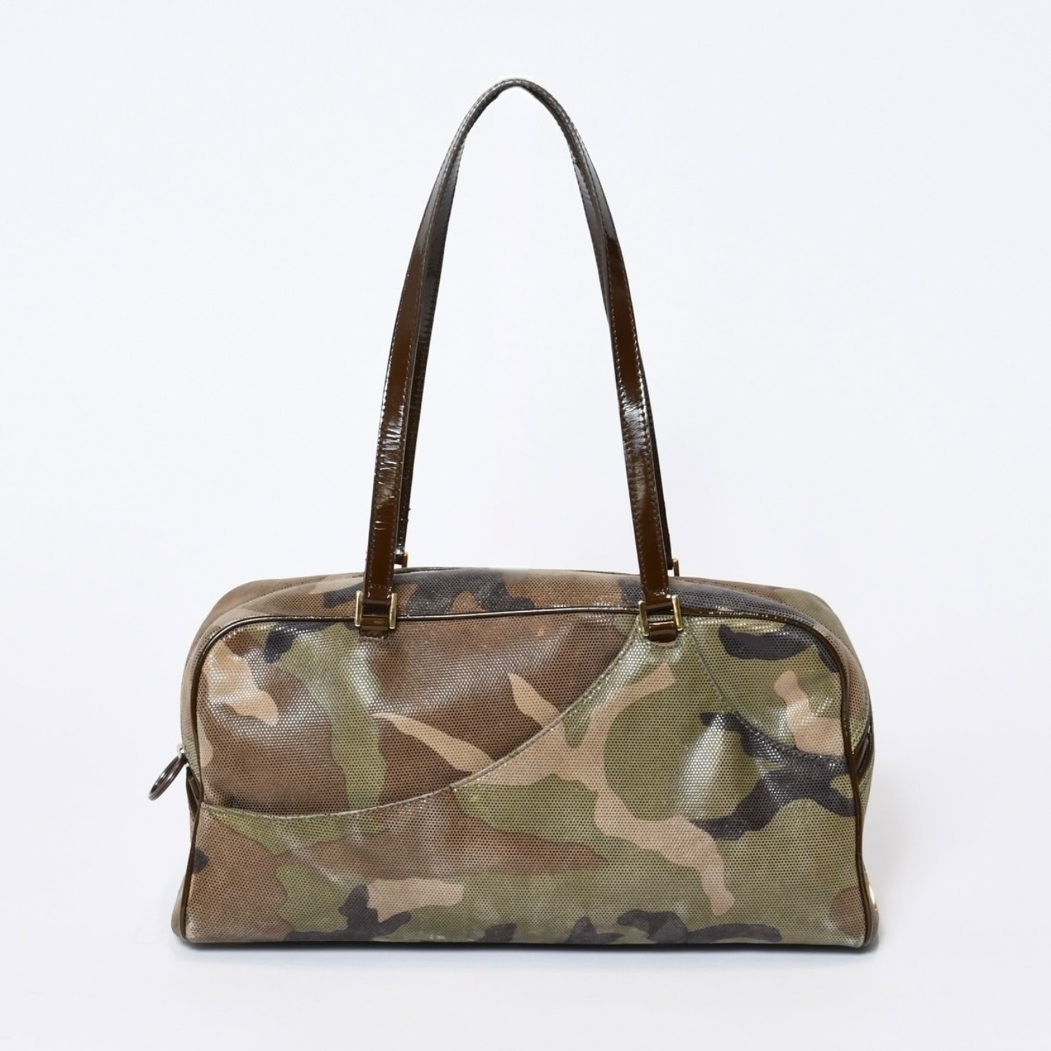 Christian Dior クリスチャンディオール ワンショルダーバッグ BM-0031 パテントレザー カモフラ ガリアーノ期 ゴールド金具 美品 中古 4b013523