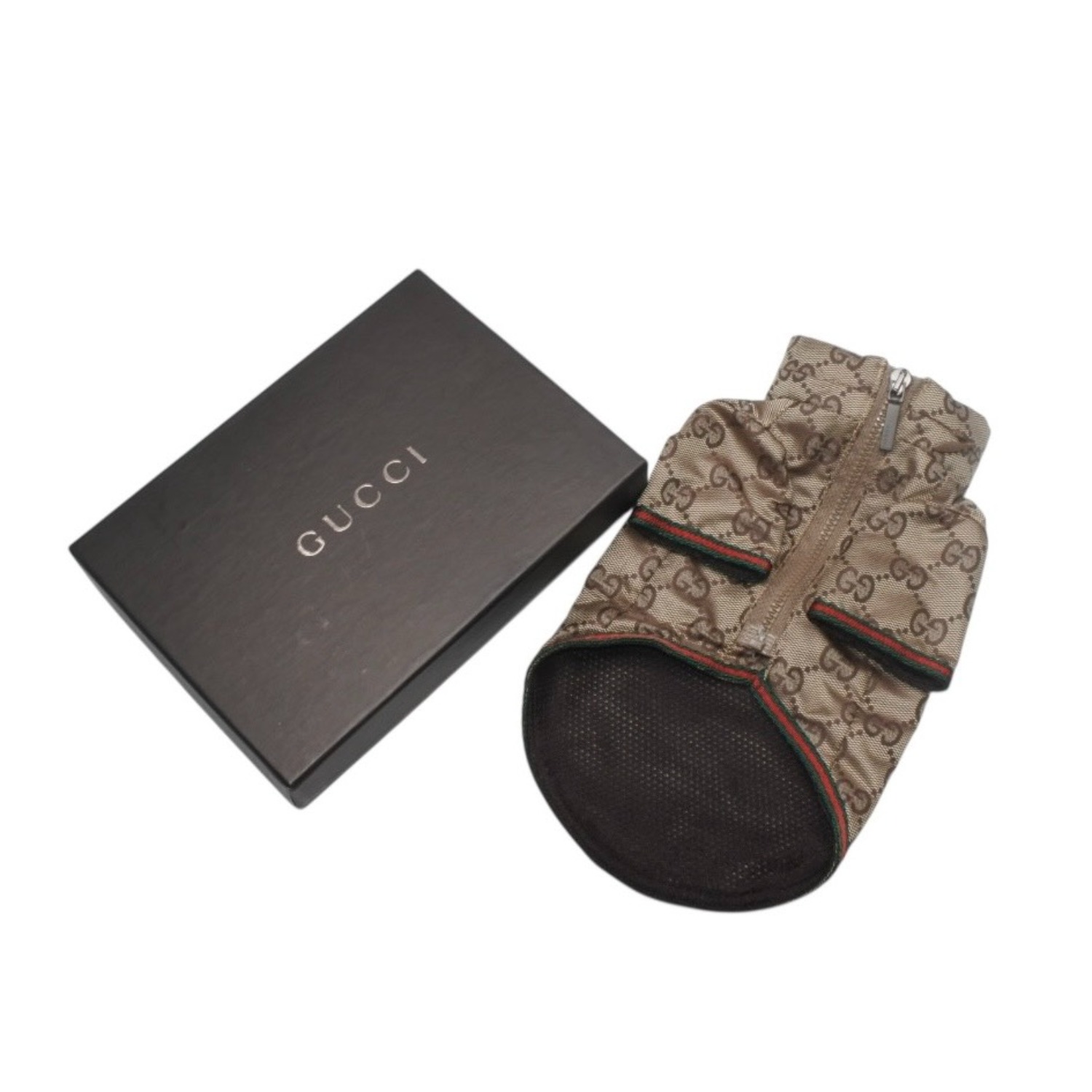 新品未使用 GUCCI グッチ ドッグウェア フード付き ブラウン 小型犬用 ポリエステル ポリアミド 中古 4b013124