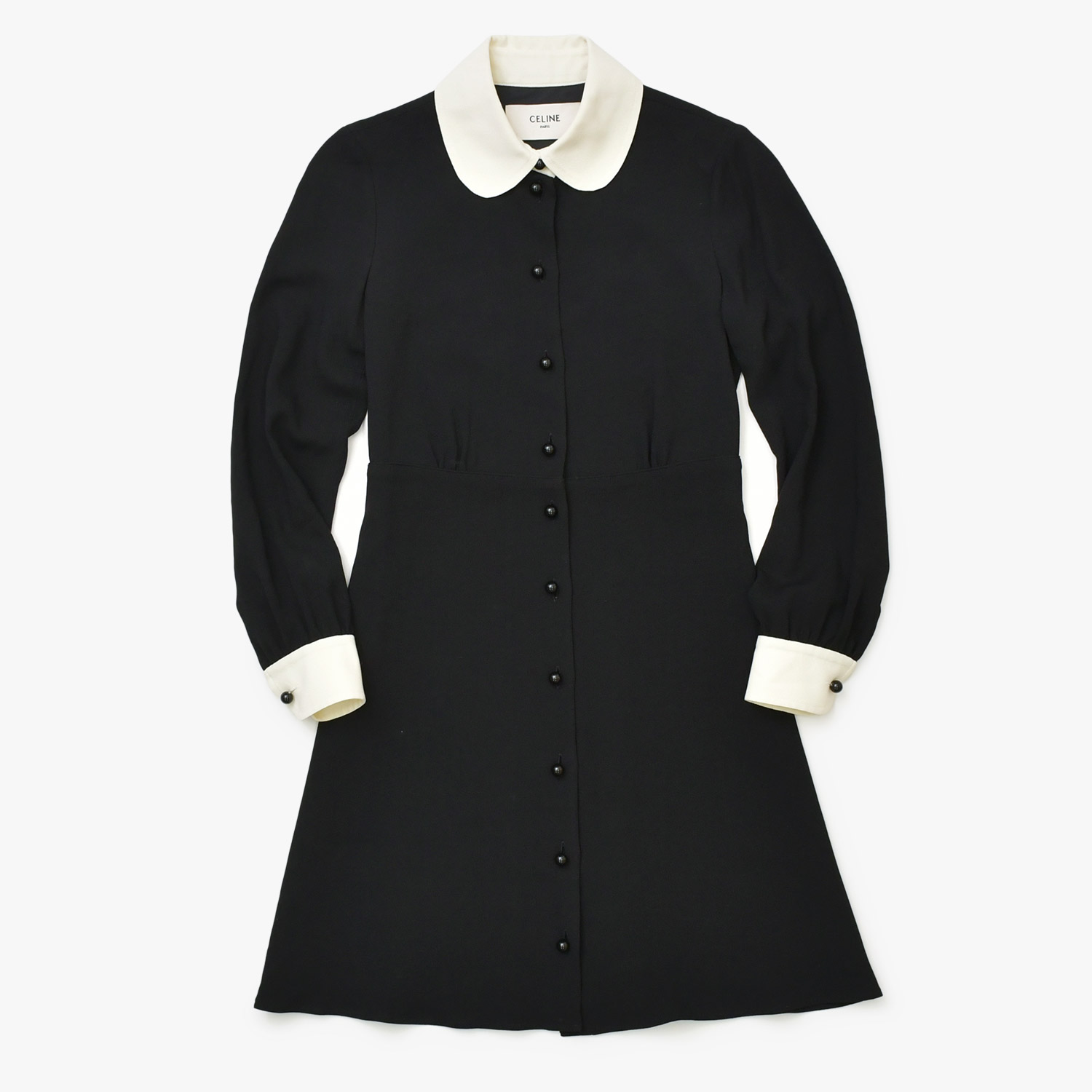 極美品 CELINE セリーヌ ドレス ワンピース 2R109865C アセテート レーヨン サイズ34 ブラック 中古 4b013833 46,200円