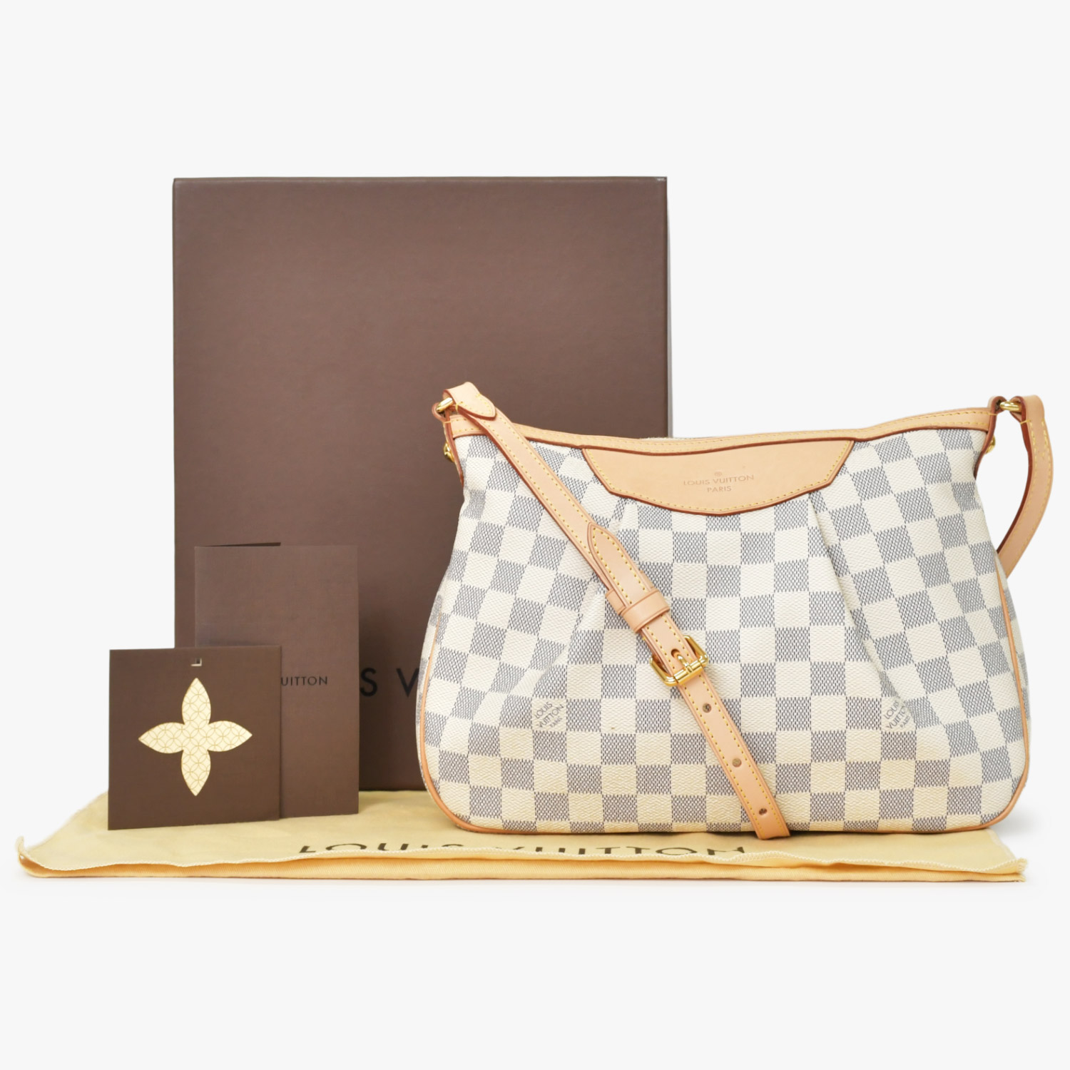 極美品 LOUIS VUITTON ルイヴィトン シラクーサPM ショルダーバッグ N41113 ダミエアズールキャンバス ホワイト ベージュ 中古 4b013933