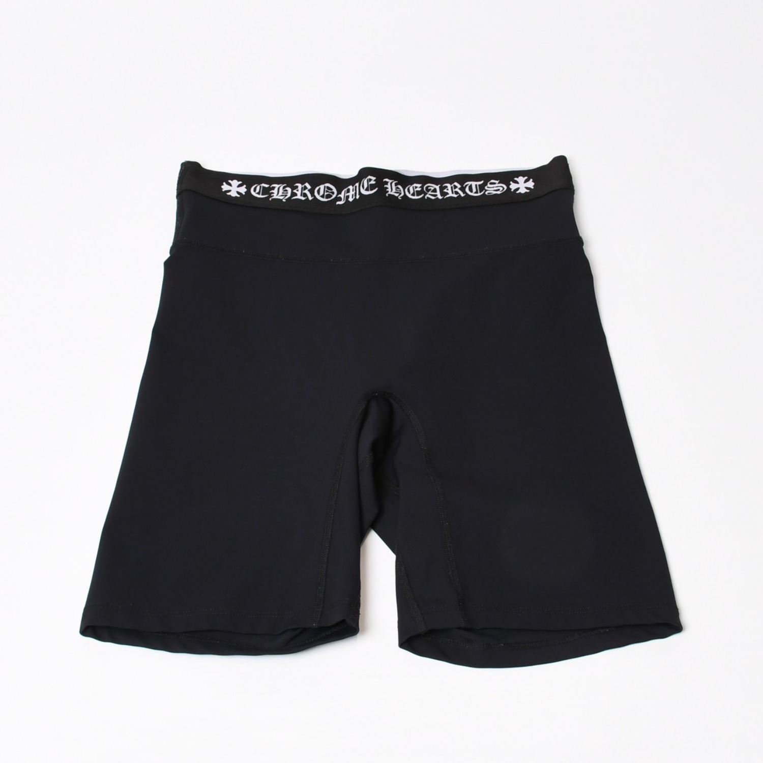 極美品 CHROME HEARTS クロムハーツ LOGO LEGGINGS ロゴ レギンス サイズM バイカーショーツ ブラック 中古 4b014052