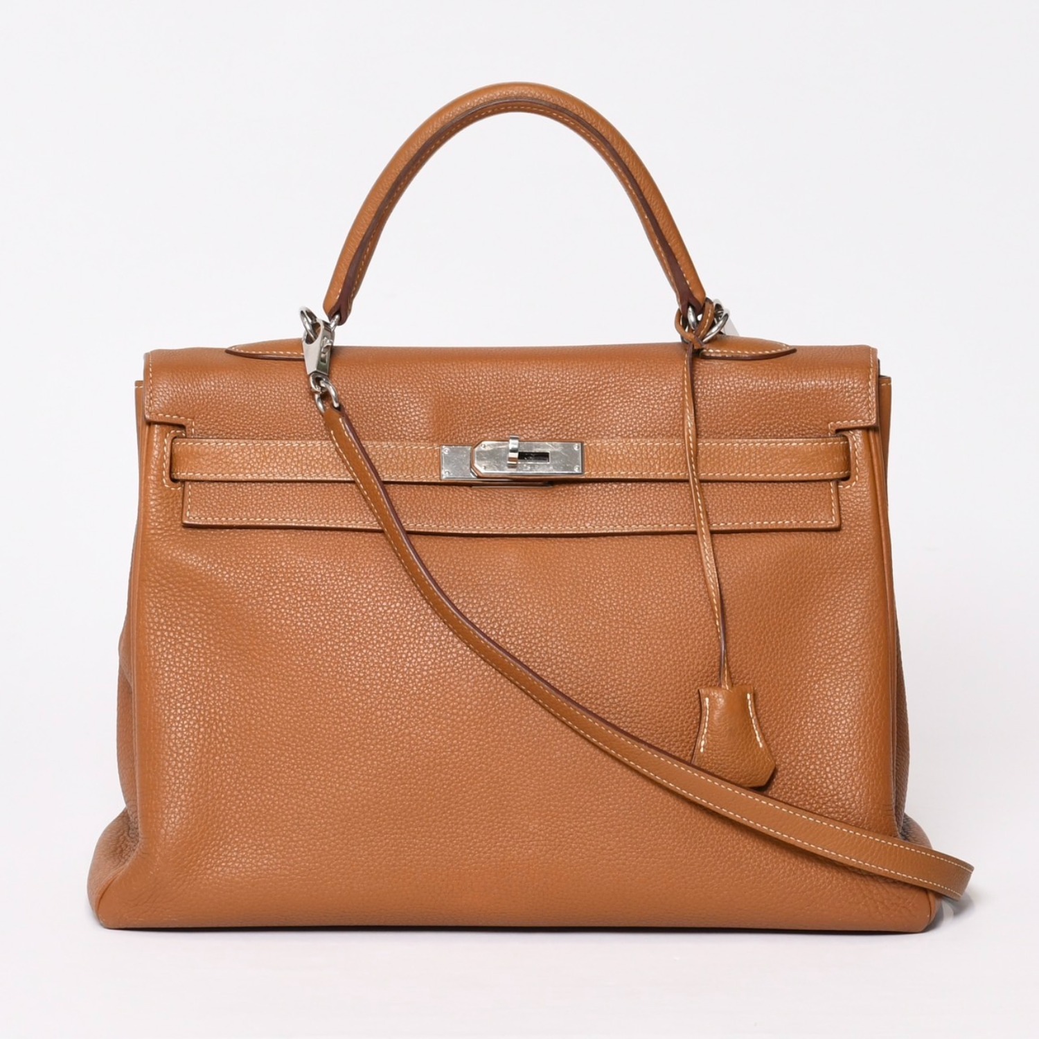 極美品 HERMES エルメス ケリー35 ハンドバッグ □M刻 2011年 内縫い トゴ ゴールド シルバー金具 中古 4a000063
