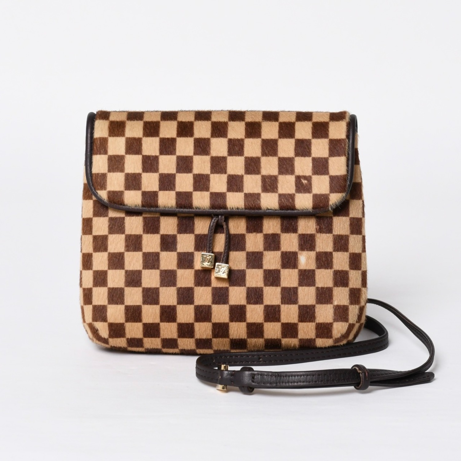 LOUIS VUITTON ルイヴィトン ダミエソバージュ ガゼル クロスボディーバッグ M92130 ハラコ ブラウン 美品 中古 4b014198｜Warashibe_Casanova