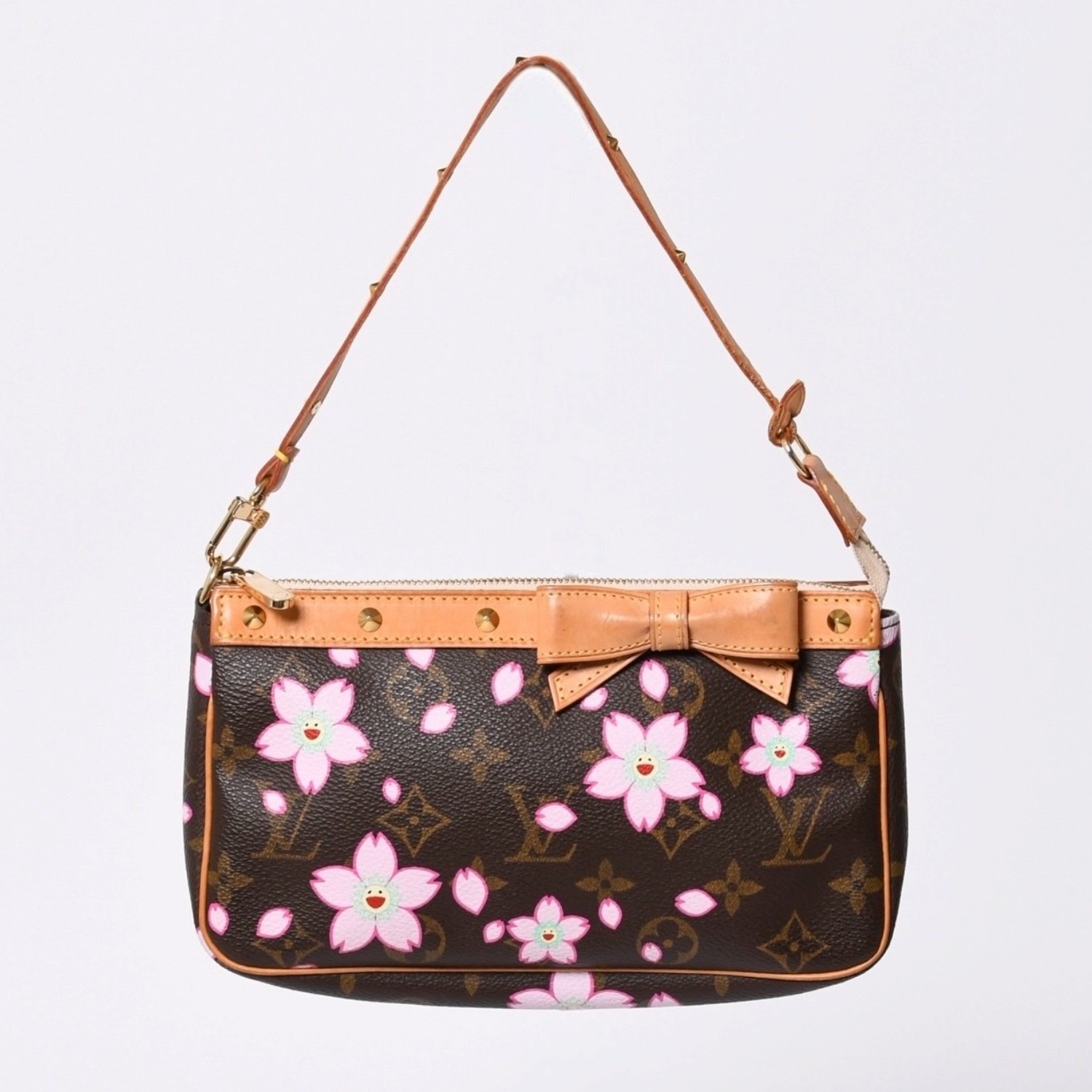 極美品 LOUISVUITTON ルイヴィトン ポシェット アクセソワール アクセサリーポーチ M92006 モノグラム チェリーブロッサム 村上隆 中古 4a000354