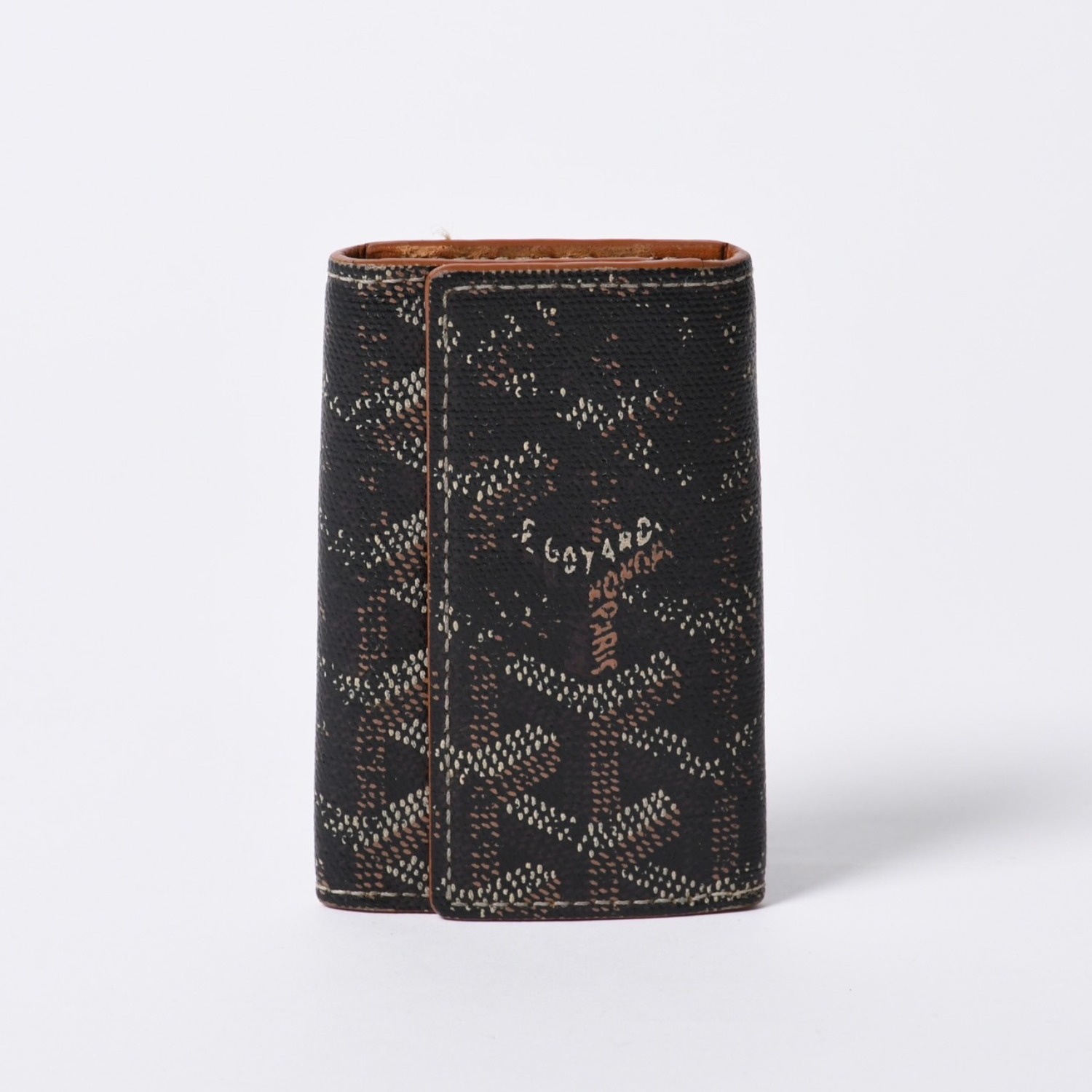 GOYARD ゴヤール キーケース ヘリンボーン STMICPMLTY01CL01P PVC レザー ブラック ブラウン シルバー金具 良品 中古 4a000457