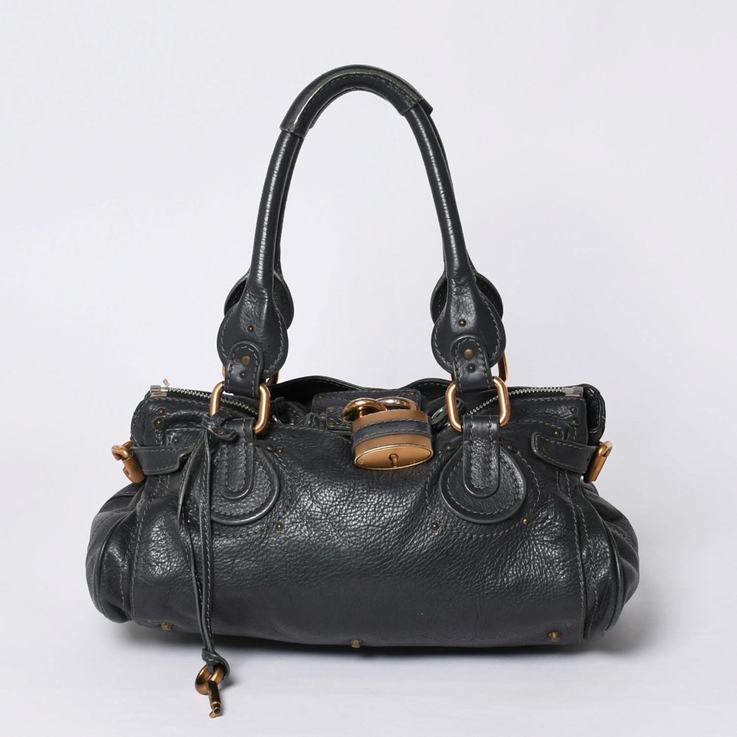 Chloe クロエ ハンドバッグ パディントン ワンショルダーバッグ ブラック レザー B19FG0 ゴールド金具 美品 中古 4a000529