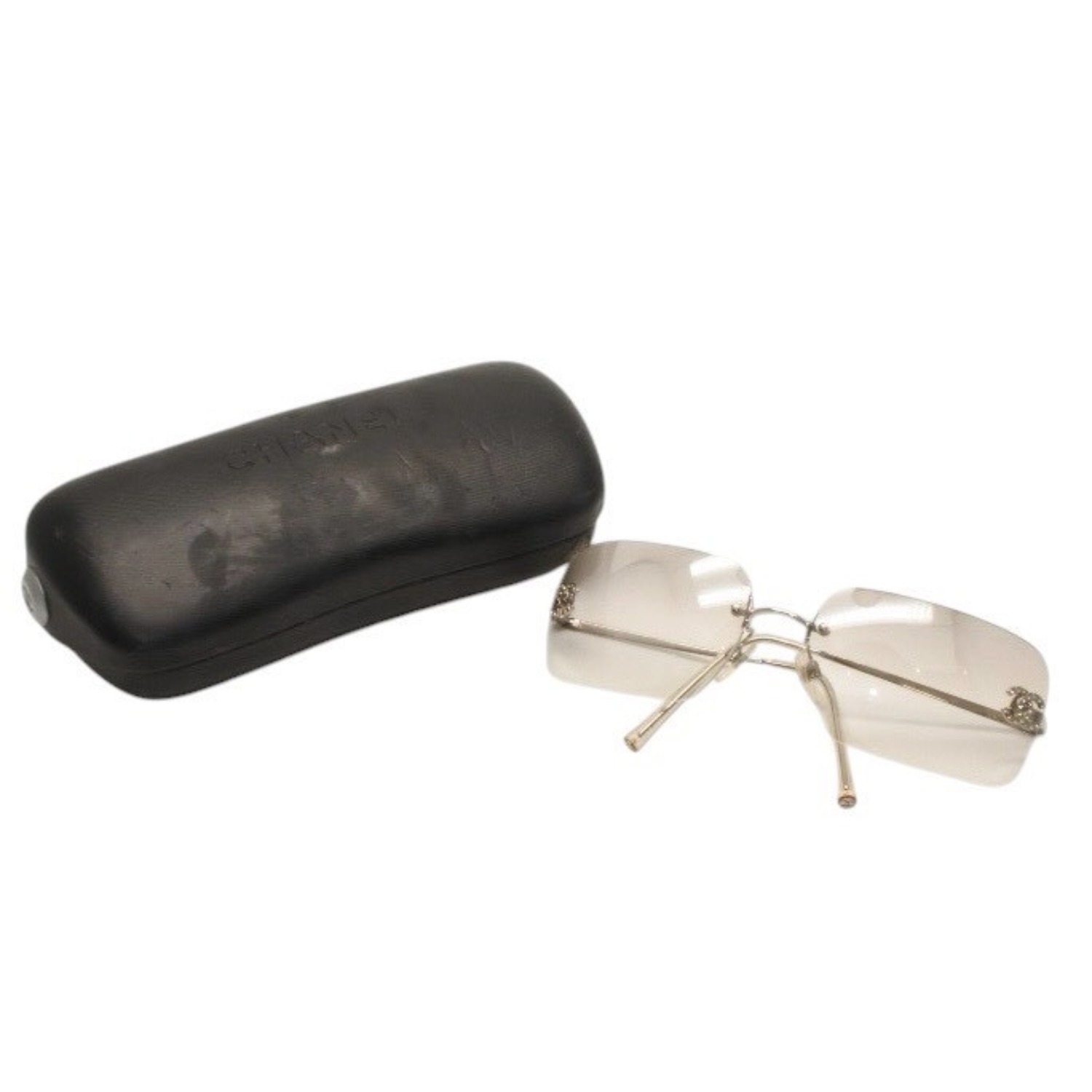 CHANEL シャネル リムレス サングラス アイウェア 4017-D c.159/6I サイズ62□17 120 ココマーク ラインストーン 美品 中古 4a000301 46,200円