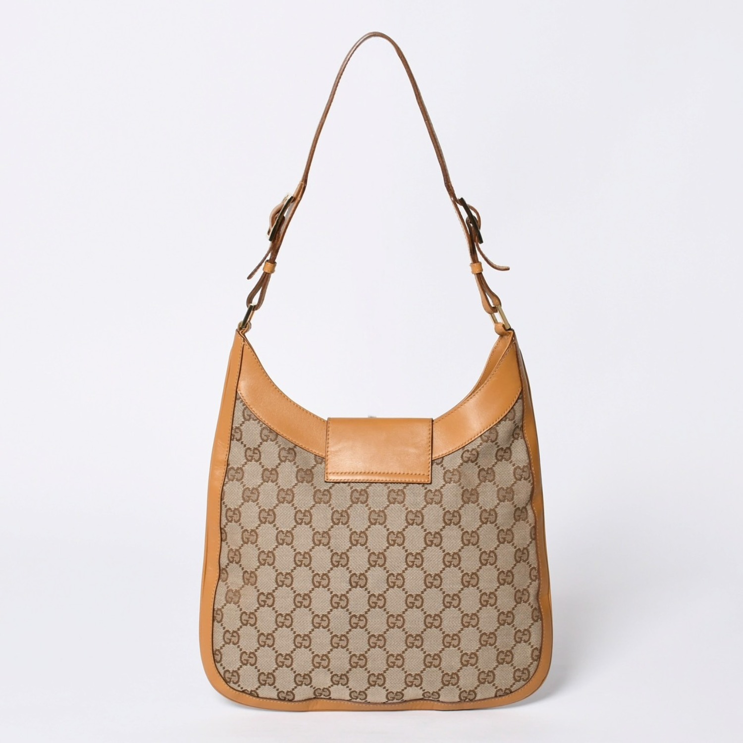 GUCCI グッチ ホーボー ワンショルダー ハンドバッグ 001 4129 001013 GGキャンバス レザー ベージュ ゴールド金具 美品 中古 4a000188