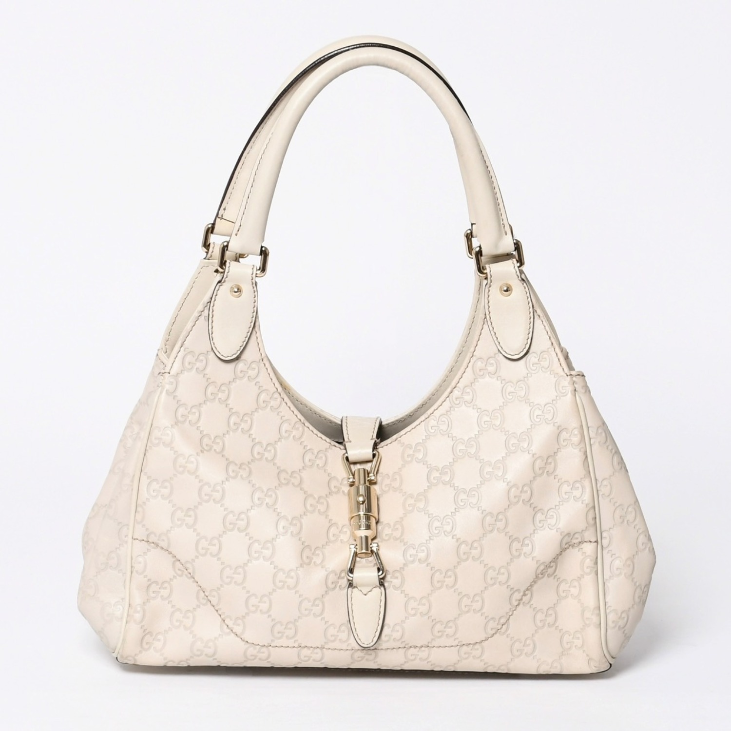 GUUCI グッチ One Shoulder Bag ワンショルダーバッグ 145819 ホワイトカラー グッチシマ GGロゴ レザー 美品 中古 4a000414 59,400円