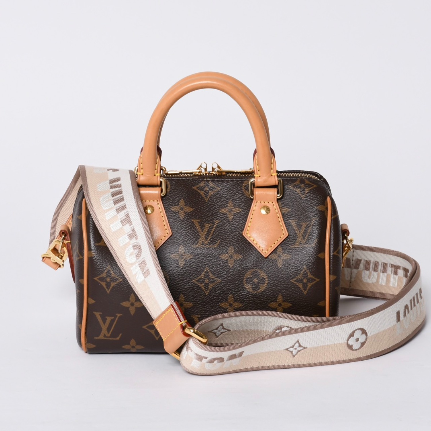 極美品 LOUIS VUITTON ルイヴィトン ハンドバッグ スピーディバンドリエール20 M46222 レザー PVC ブラウン ゴールド金具 中古 4a000575