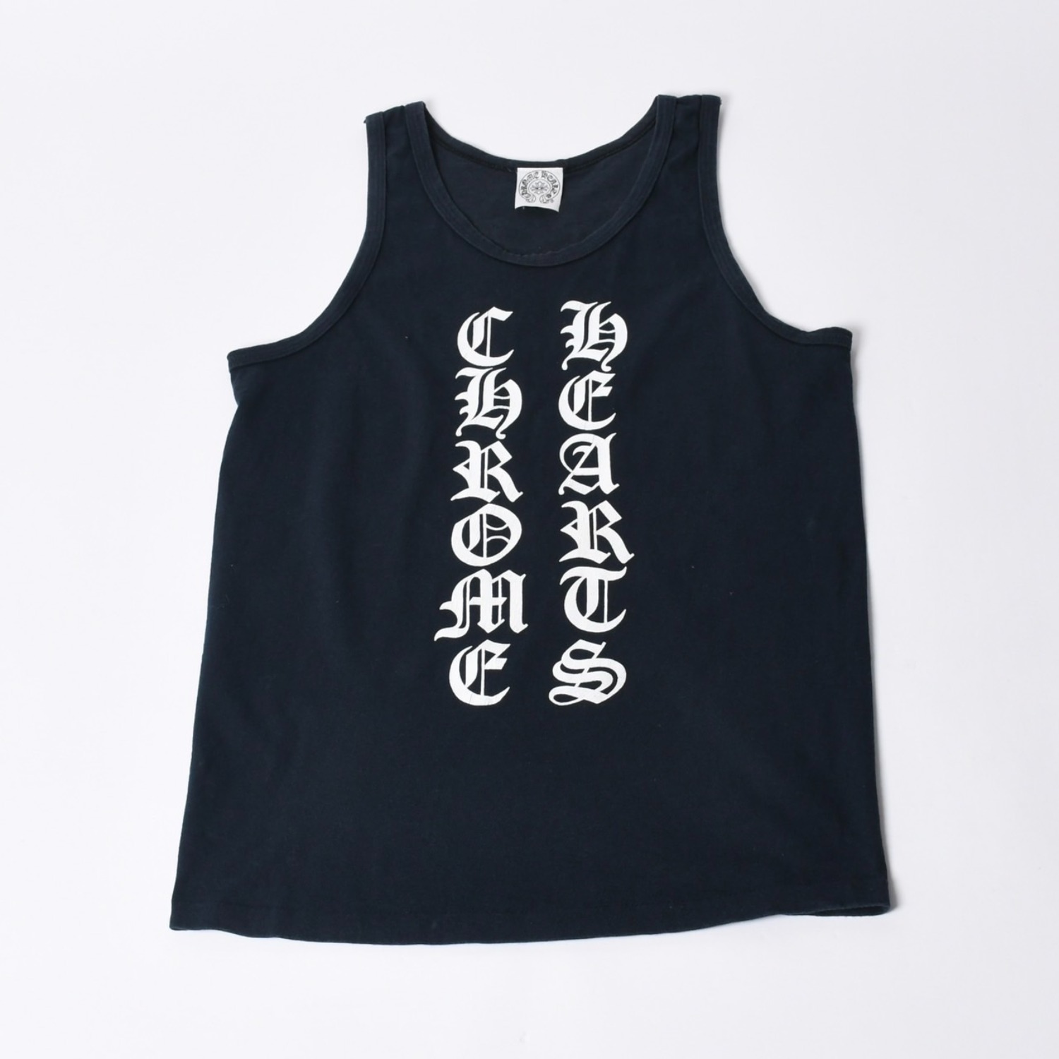 CHROME HEARTS クロムハーツ ロゴプリント タンクトップ ノースリーブ サイズS プリント ブラック 美品 中古 4a000605