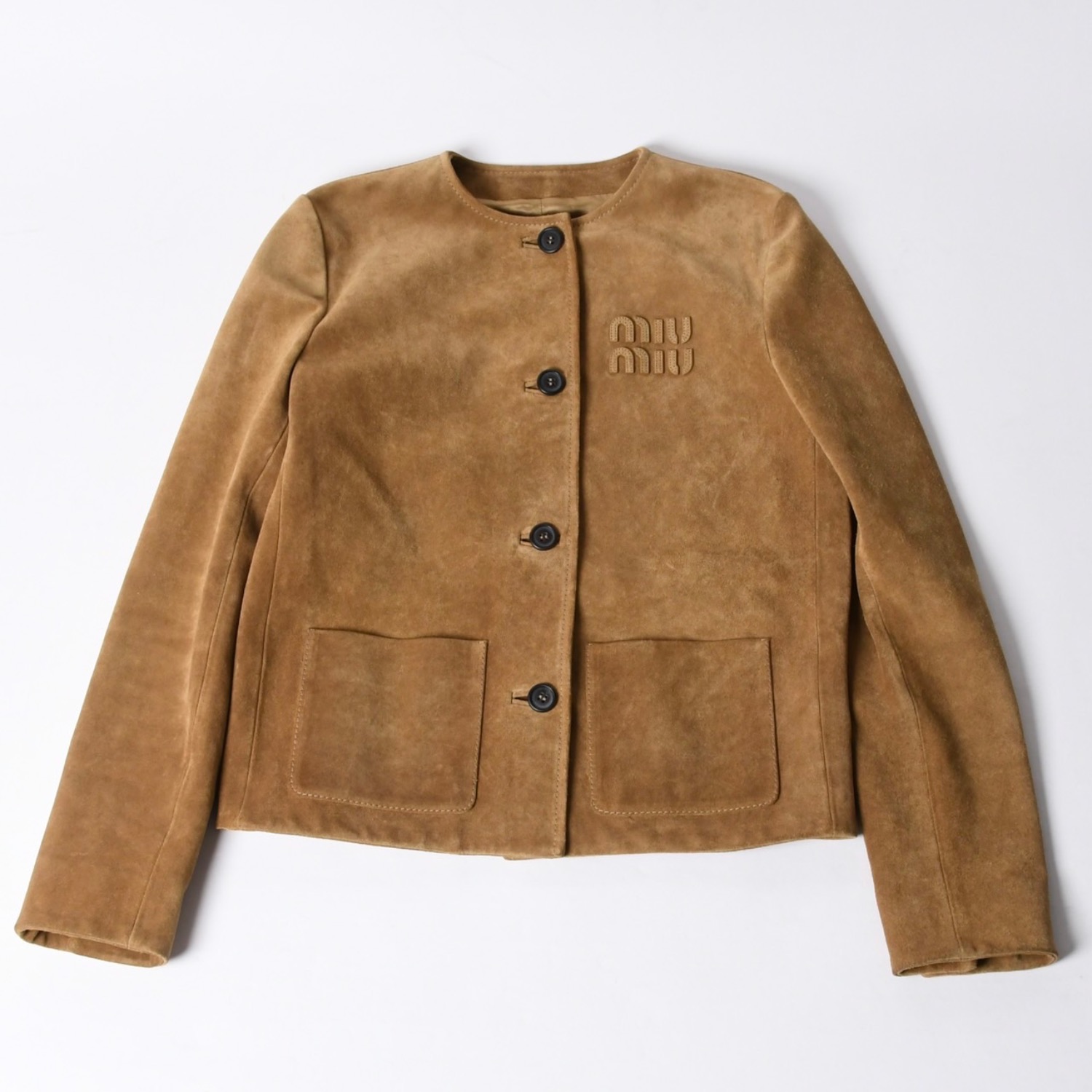 新品未使用 MIUMIU ミュウミュウ ナチュラルスエードジャケット レザージャケット カーキ 36 WOMEN 現行 4a001372|Warashibe_Casanova