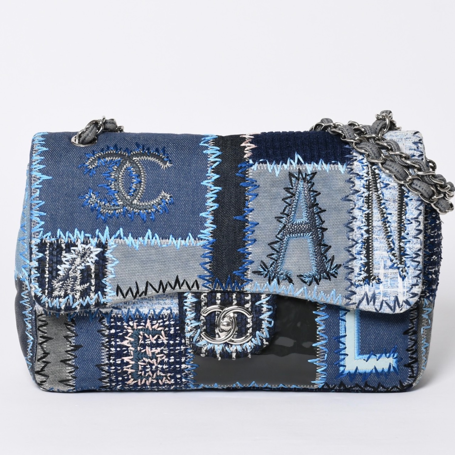 極美品 CHANEL シャネル デカマトラッセ30 Sフラップ Wチェーンショルダーバッグ 21番台 ココマーク パッチワーク ステッチ 中古 4a001187|Warashibe_Casanova