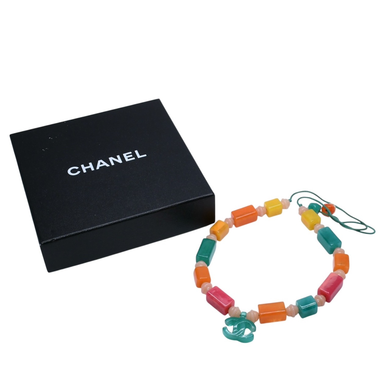 CHANEL シャネル ココマーク ネックレス サイズ41-78cm プラスチック キャンディーカラー マルチカラー カラーストーン 美品 中古 4a001458｜Warashibe_Casanova