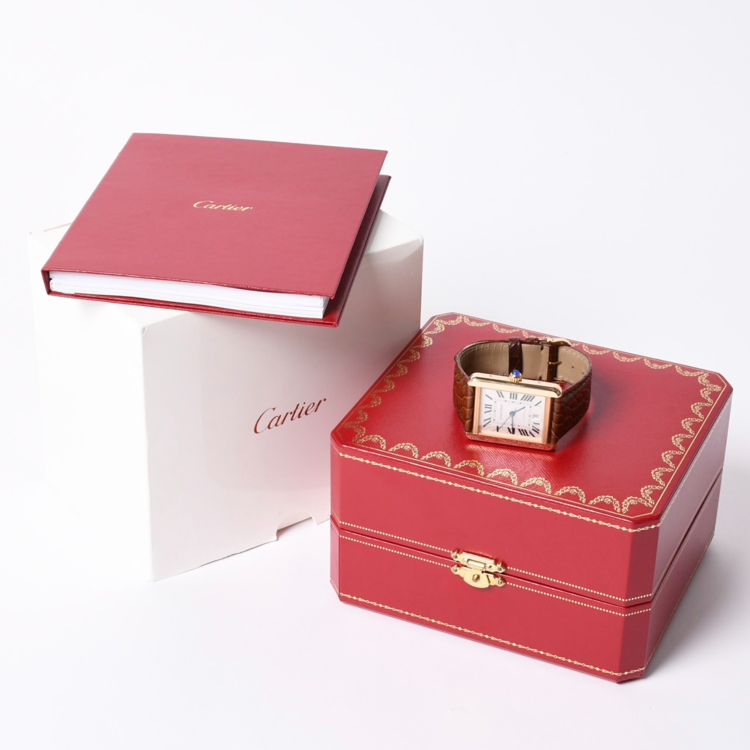 極美品 CARTIER カルティエ TANK SOLO XL タンクソロ XL 腕時計 W5200026 重量61.63g K18PG 自動巻 Au750刻印 白文字盤 中古 4a001801|Warashibe_Casanova