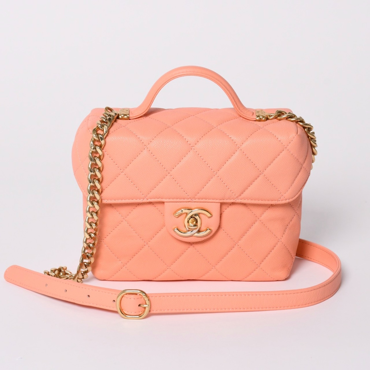 極美品 CHANEL シャネル ヴァニティ チェーンショルダーバッグ 2WAY ランダム番台 ココマーク キャビアスキン ピンク 中古 4a002030|Warashibe_Casanova