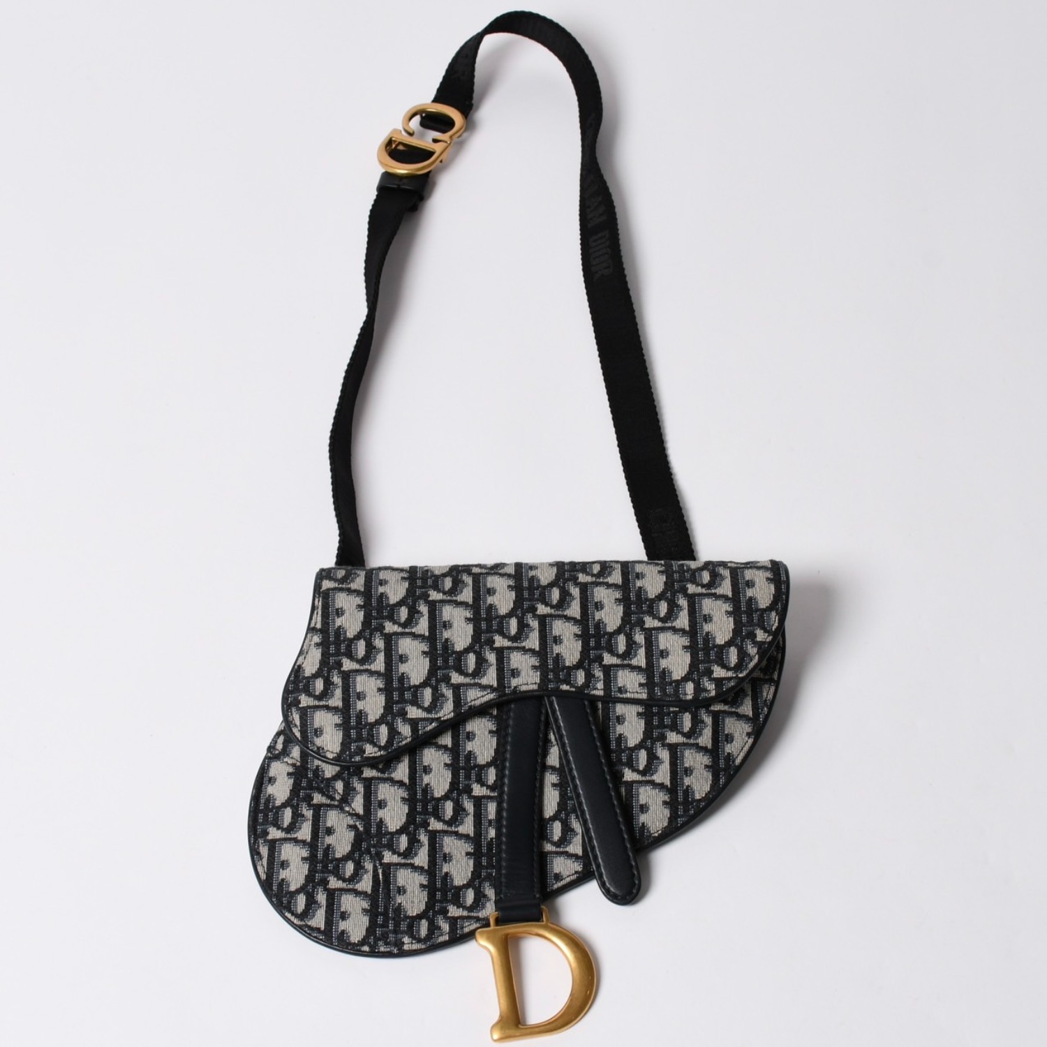Christian Dior クリスチャンディオール ウエストポーチ サドルバッグ トロッター 総柄 コットンキャンバス 50-MA-1119 ゴールド金具 美品 中古 4a002026｜Warashibe_Casanova