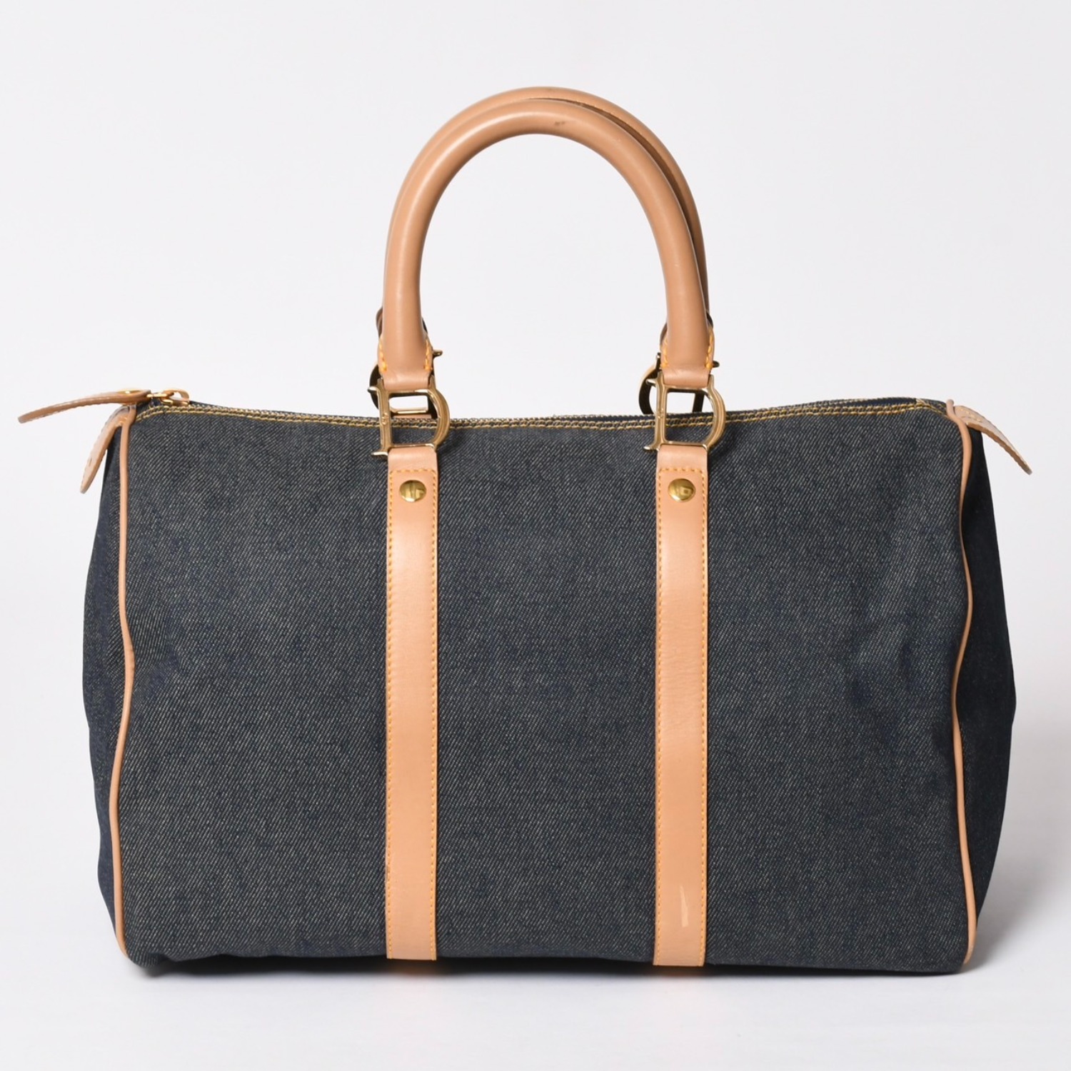 極美品 Christian Dior クリスチャンディオール トロッター ハンドバッグ デニム 35cm ボストン ゴールド金具 中古 4a002506|Warashibe_Casanova