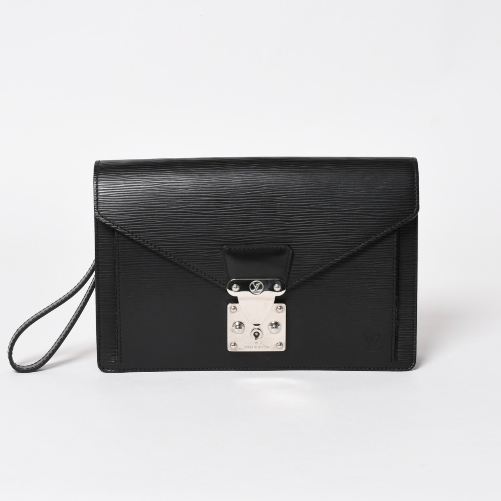極美品 LOUIS VUITTON ルイヴィトン エピバッグ ブラック エピレザー ポシェット セリエ セカンドバッグ シルバー金具 中古 4a003011｜Warashibe_Casanova