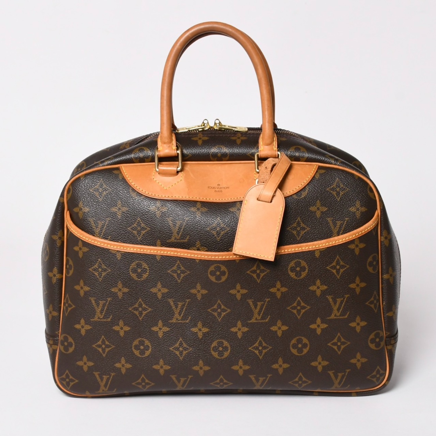 極美品 LOUIS VUITTON ルイヴィトン M47270 ドーヴィル ハンドバッグ モノグラム ブラウン PVC 中古 4a001620｜Warashibe_Casanova