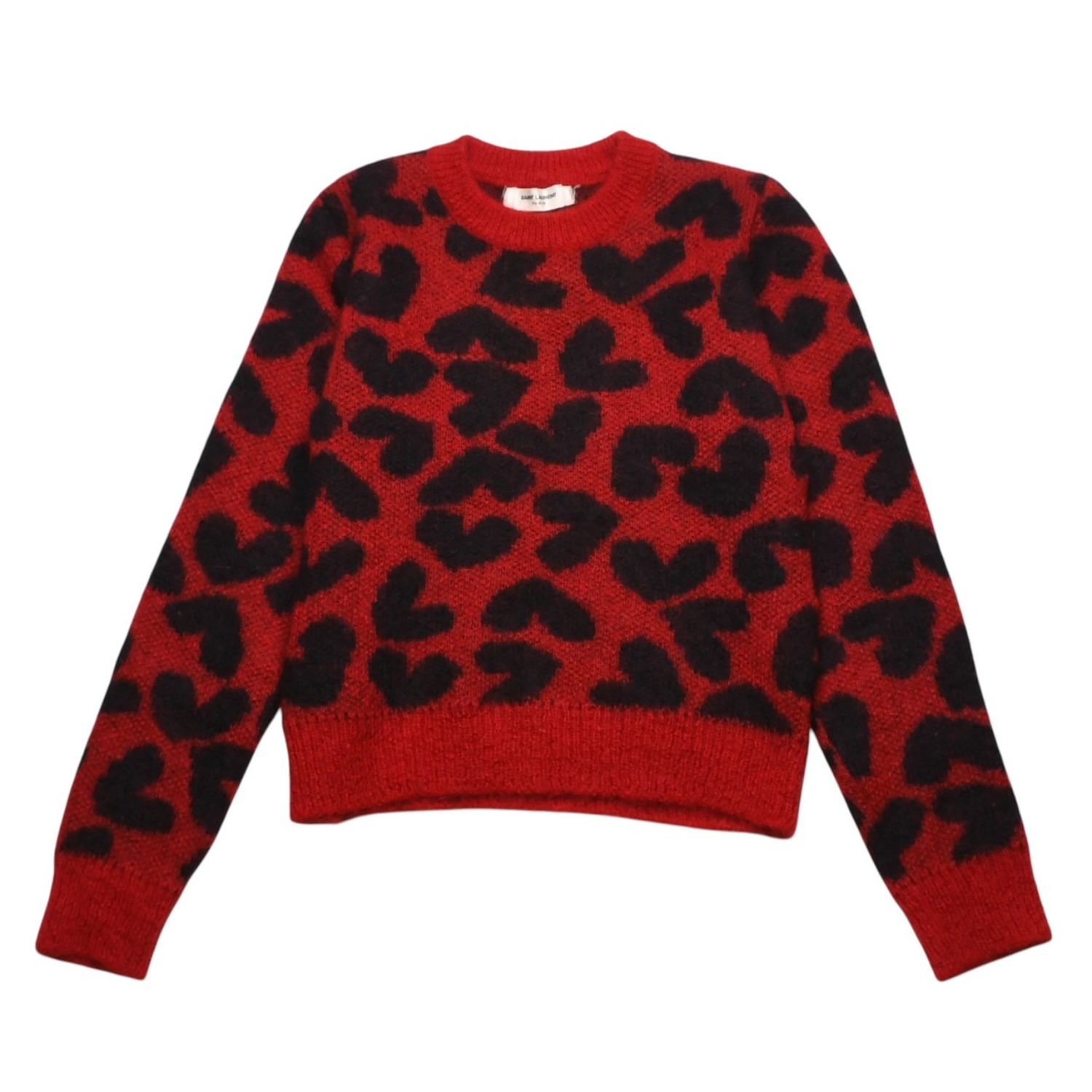 SAINT LAURENT PARIS サンローラン パリ モヘアニット レッド ブラック ハート 353754 エディー期 美品 中古 4a002704｜Warashibe_Casanova