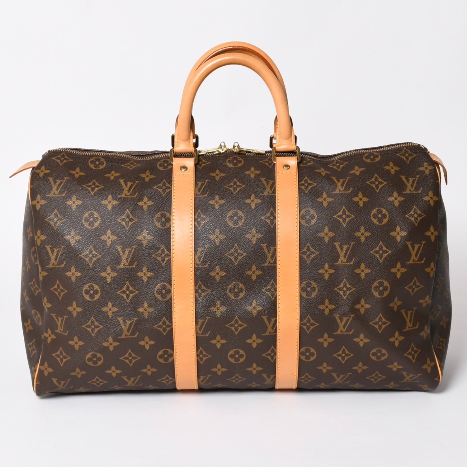 LOUIS VUITTON ルイヴィトン モノグラム キーポル45 ボストンバッグ M41428 PVC ヌメ革 ブラウン ゴールド金具 美品 中古 4a002922|Warashibe_Casanova