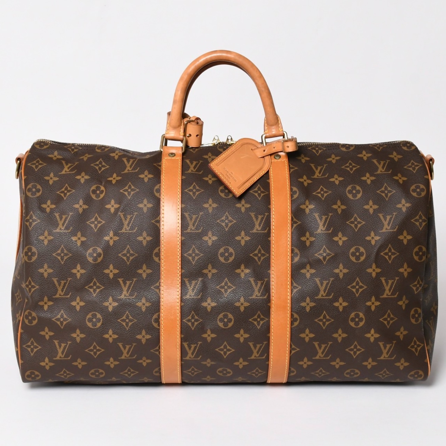 LOUIS VUITTON ルイヴィトン キーポル バンドリエール 50 ボストンバッグ M41416 モノグラム PVC ヌメ革 美品 中古 4a002949|Warashibe_Casanova