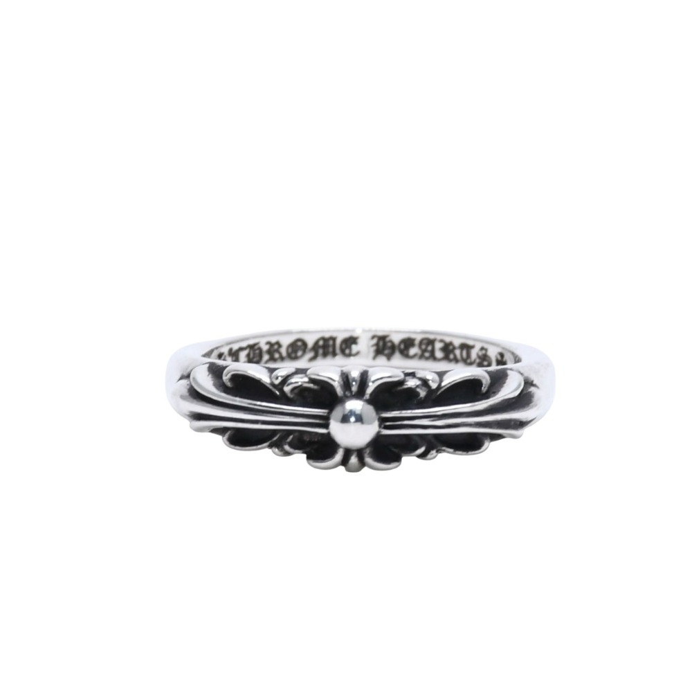 極美品 CHROME HEARTS クロムハーツ BABY CLSC FLRL CRS RING ベイビークラシック フローラルクロスリング 重量6.25g サイズ20号 中古 4a003439｜Warashibe_Casanova