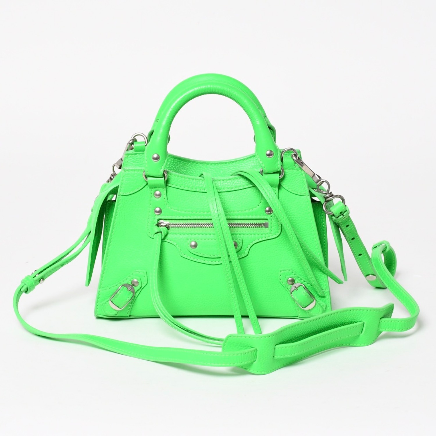 極美品 BALENCIAGA バレンシアガ Mini Neo Classic City Shoulder Bag/FF20749/WS20749 ショルダーバッグ グリーン シルバー金具 638524 中古 4a003484|Warashibe_Casanova