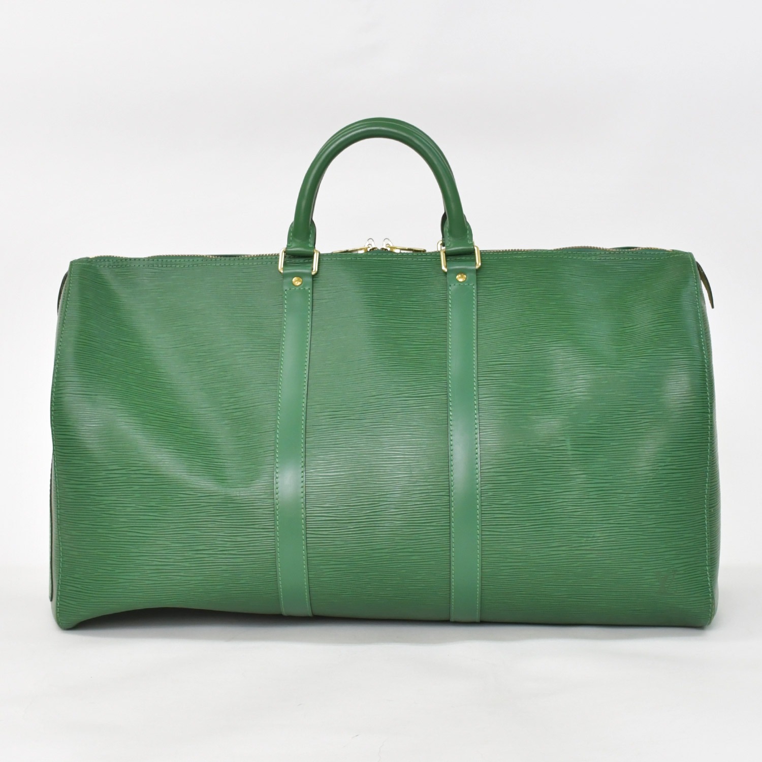 LOUIS VUITTON ルイヴィトン キーポル50 ボストンバッグ M42964 ボルネオグリーン エピレザー ゴールド金具 美品 中古 4a003714|Warashibe_Casanova