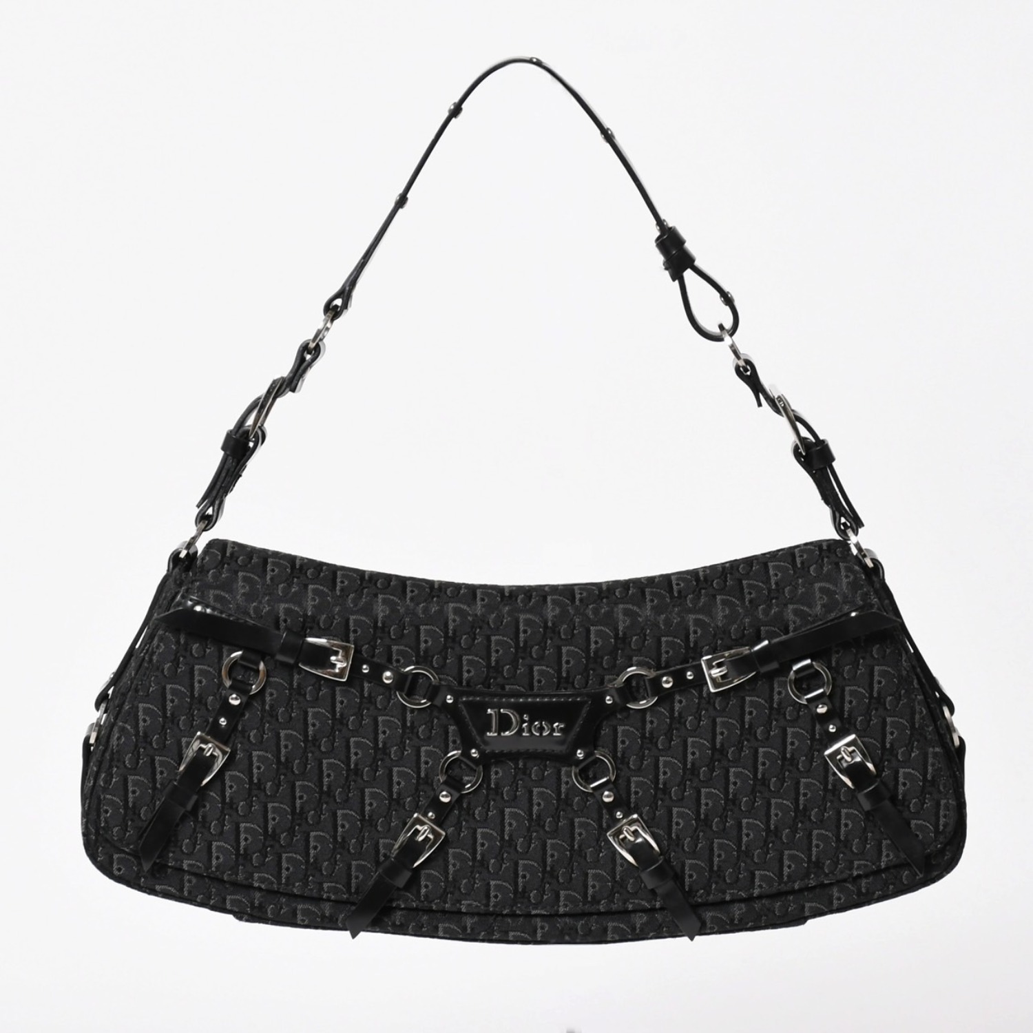 極美品 Christian Dior クリスチャンディオール ボンテージ ワンショルダーバッグ 10-MA-0014 トロッター柄 ガリアーノ期 中古 4a003661｜Warashibe_Casanova