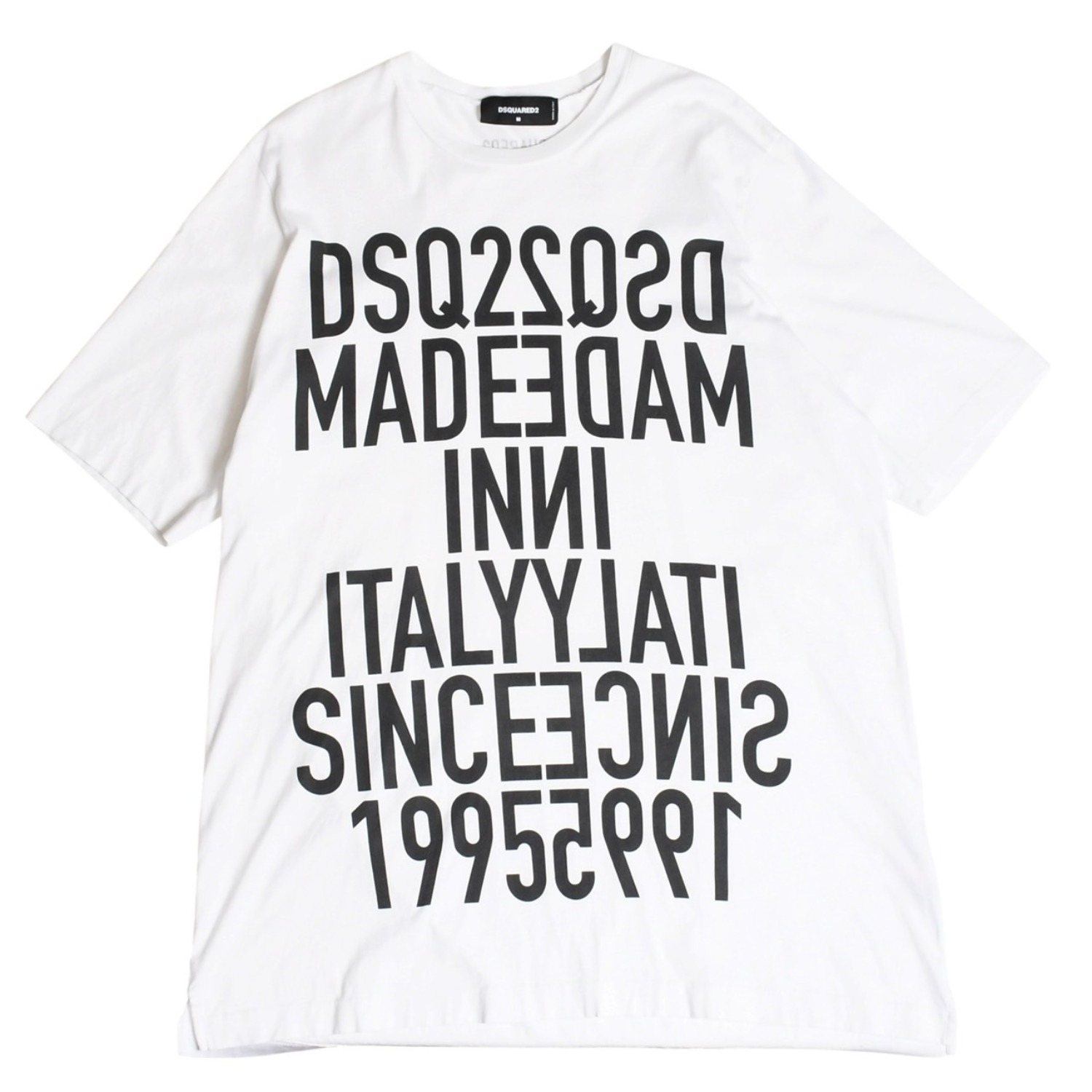 DSQUARED 2 ディースクエアード 半袖 Tシャツ ミラーロゴ ホワイト ブラック サイズ M S74GD0818 美品 中古 4a003418｜Warashibe_Casanova