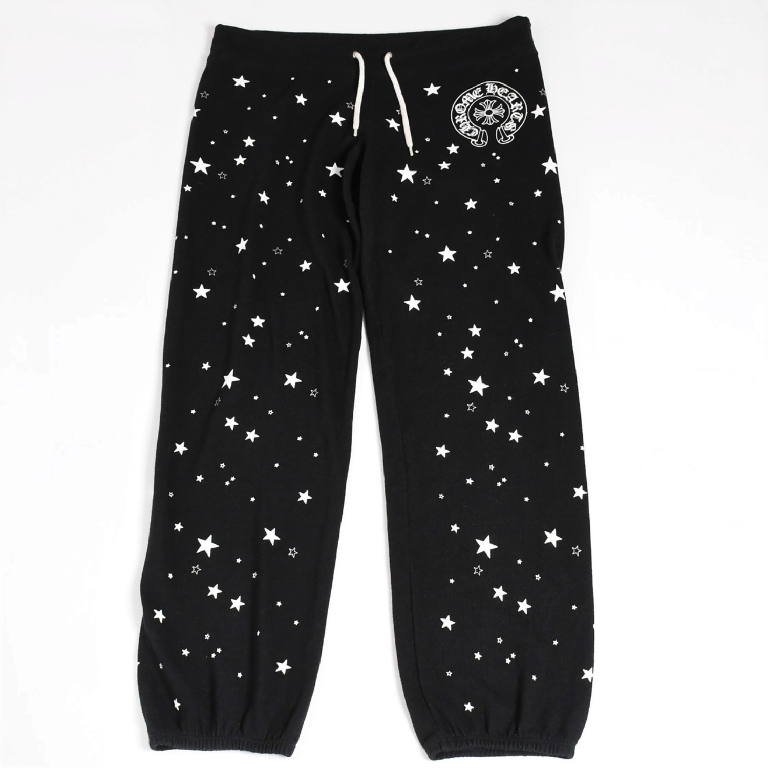 CHROME HEARTS クロムハーツ ホースシュー スタープリント スウェットパンツ CHクロス ドット柄 ブラック Mサイズ 美品 中古 4a004067｜Warashibe_Casanova