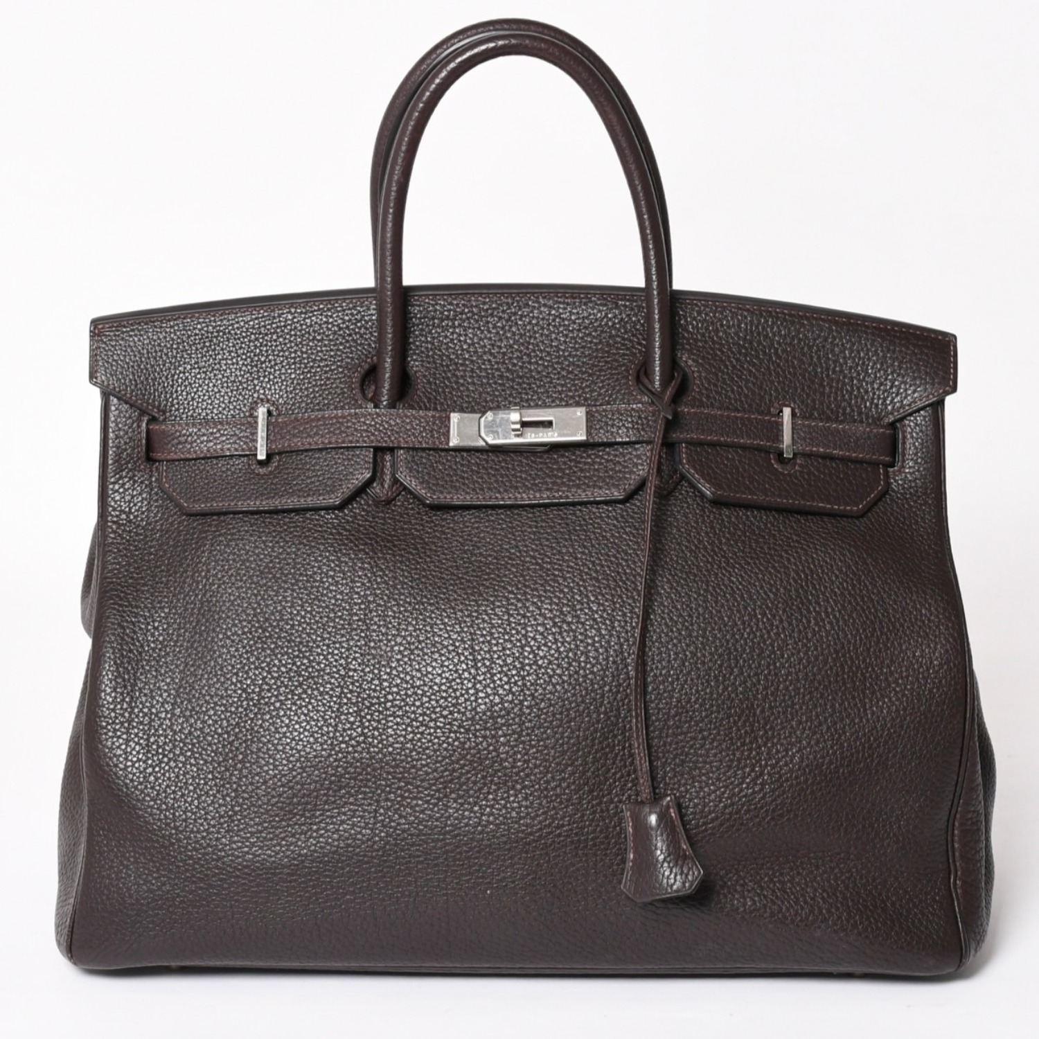 HERMES エルメス バーキン40 ショコラ トリヨンクレマンス 40cm ハンドバッグ??G刻印 シルバー金具 ハンドバッグ 中古 4a004164|Warashibe_Casanova