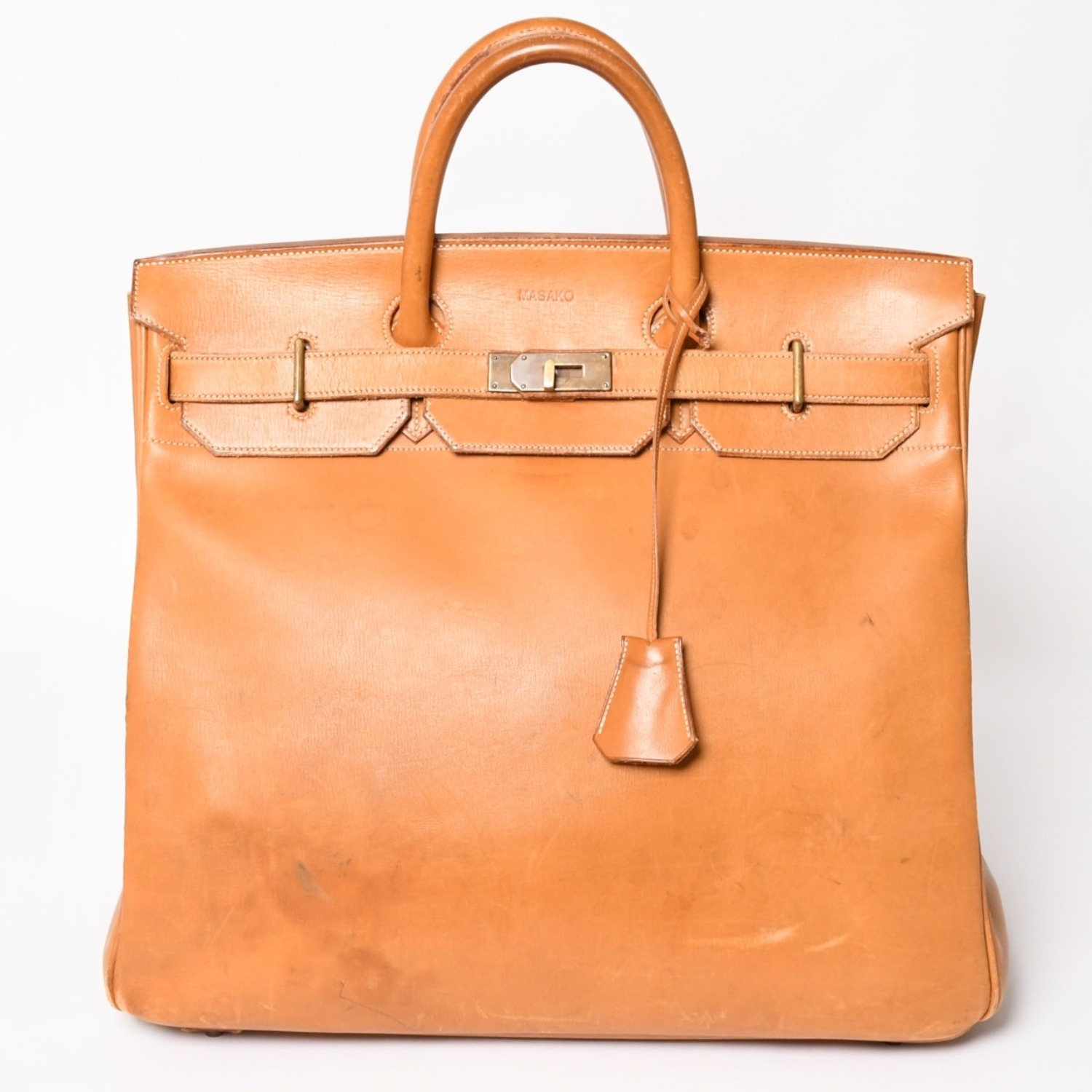 HERMES エルメス ハンドバッグ バーキン オータクロア45 ヴァッシュ ナチュラル ブロンズ金具 X刻印 美品 中古 4a004338｜Warashibe_Casanova
