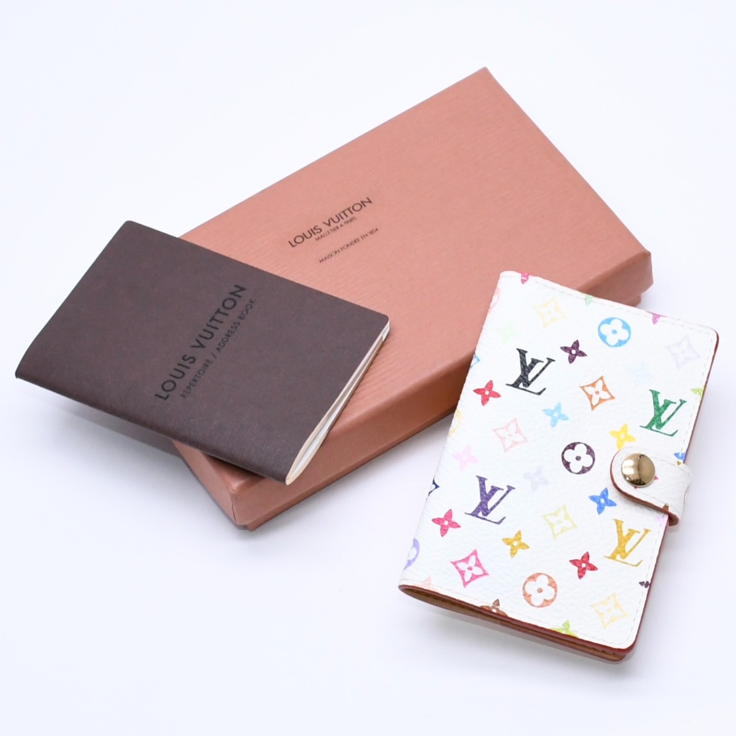 極美品 LOUIS VUITTON ルイヴィトン 手帳カバー ホワイト マルチカラー アジェンダミニ M92653 中古 4a004292|Warashibe_Casanova