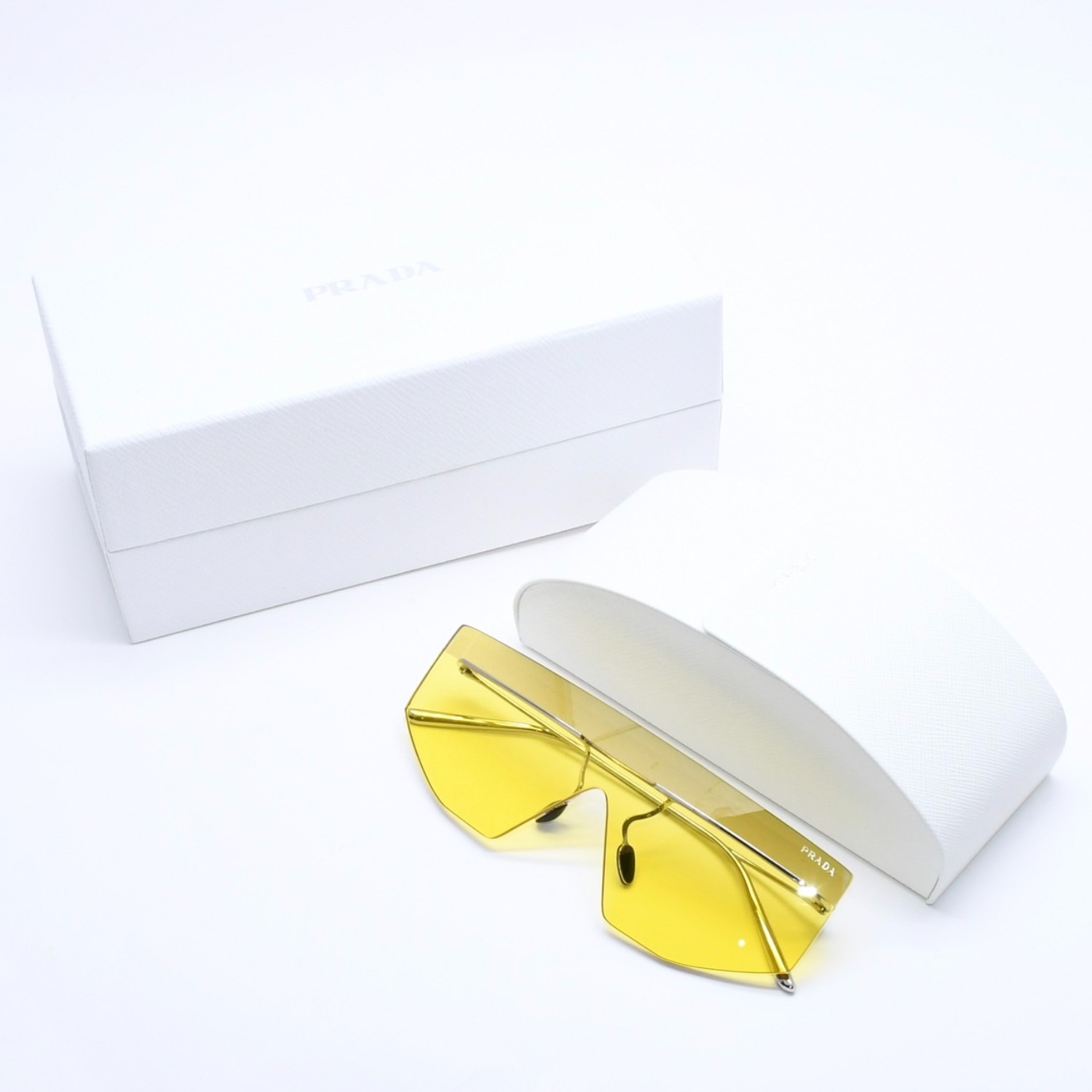 新品未使用品 PRADA プラダ Sunglasses サングラス アイウェア イエローレンズ シルバーテンプル SPRB55 1BC-20O 145 中古 4a004485｜Warashibe_Casanova 28,600円