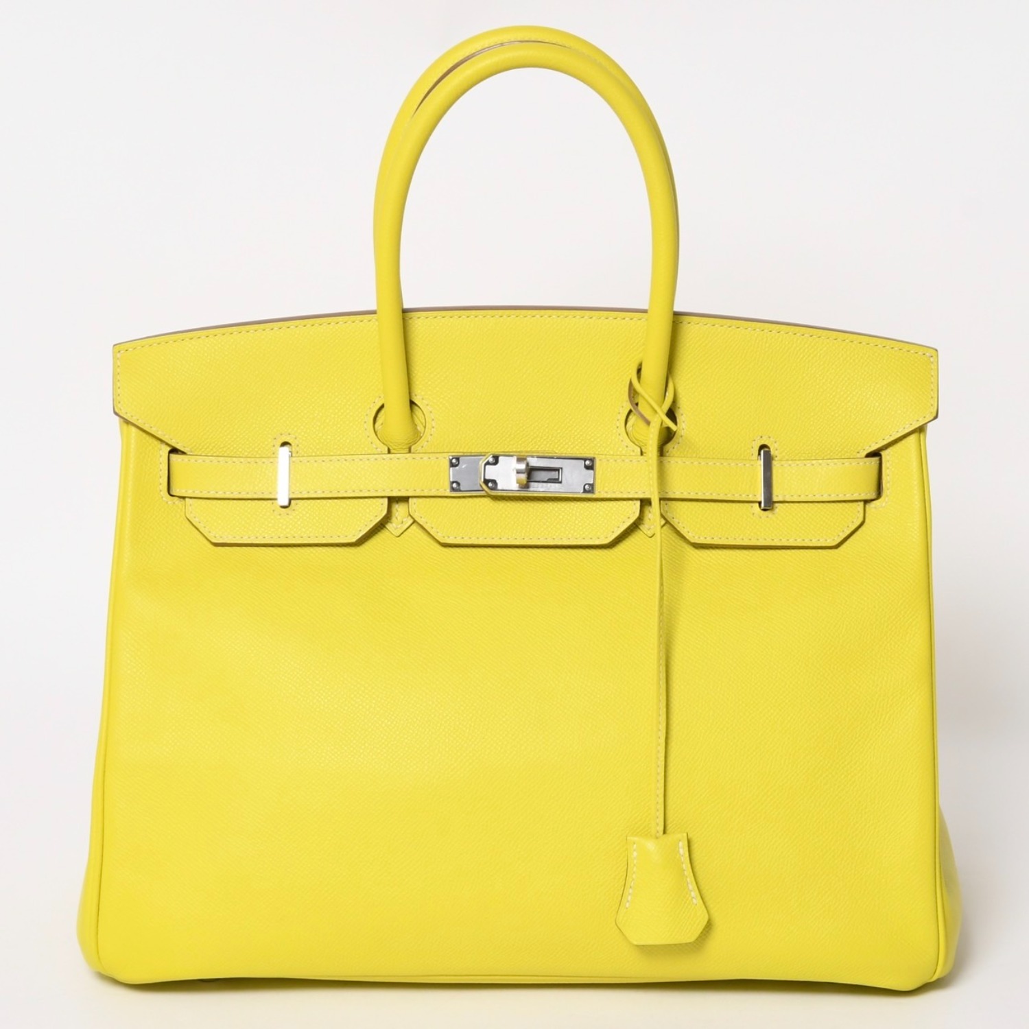 極美品 激レア HERMES エルメス ハンドバッグ バーキン 35 ??N刻 シルバー金具 エプソン キャンディバーキン ライム 中古 4a004505｜Warashibe_Casanova 792,000円