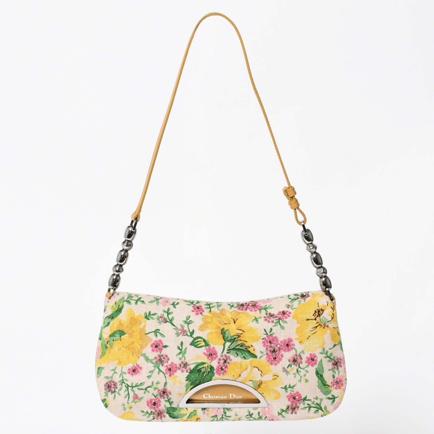 極美品 Christian Dior クリスチャンディオール マリスパール ワンショルダーバッグ 423/500 ボタニカル柄 ガリアーノ期 中古 4a004777｜Warashibe_Casanova