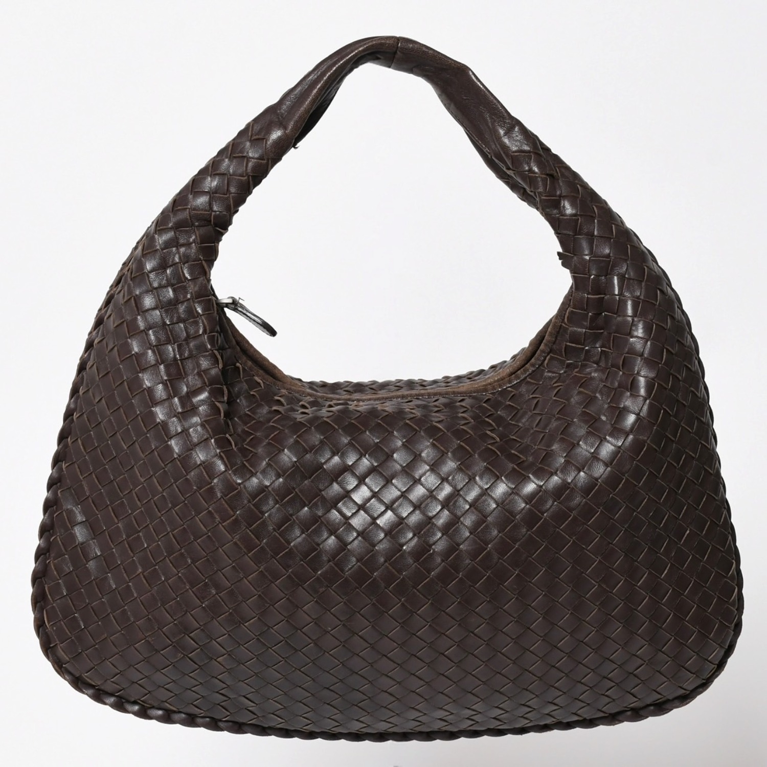 BOTTEGA VENETA ボッテガヴェネタ ホーボーショルダーバッグ イントレチャート ブラウン ダークブラウン 美品 中古 4a004498|Warashibe_Casanova