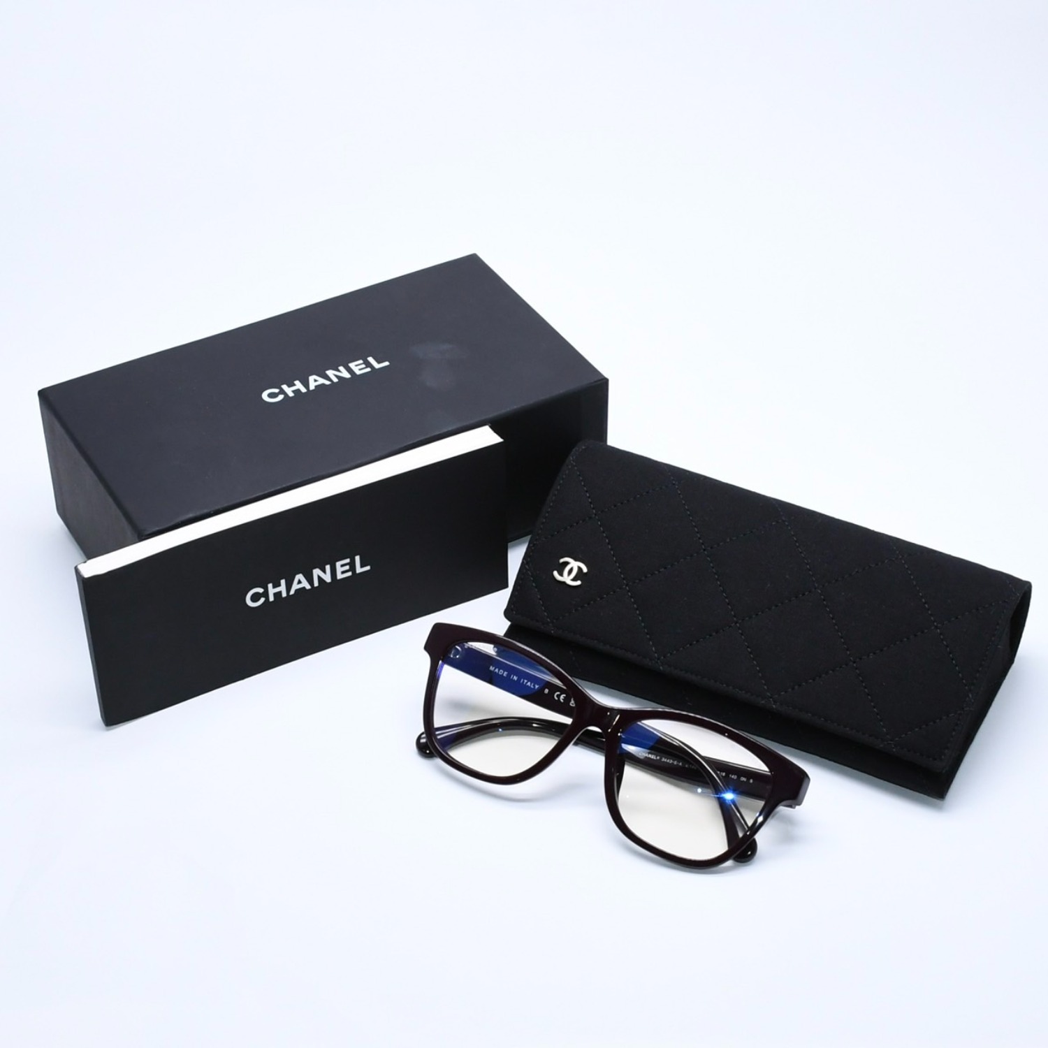 極美品 CHANEL シャネル 伊達メガネ アイウェア 3443-S-A c.1461/SB サイズ53□16 140 ココマーク ダークブラウン 中古 4a004820|Warashibe_Casanova