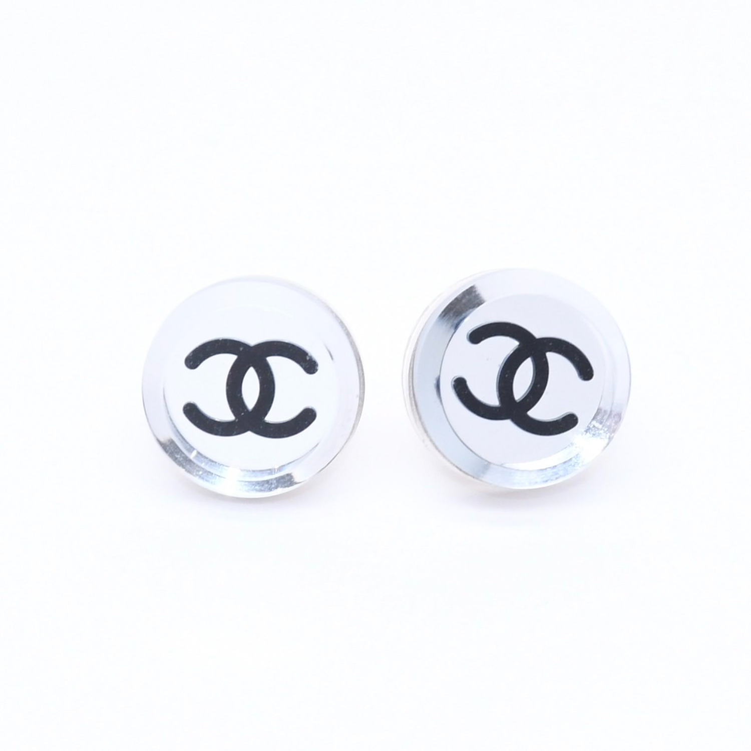 極美品 CHANEL シャネル ボタンピアス シルバー ココマーク ミラー 重量約4.04g 03V刻印 シルバー 中古 4b007592|Warashibe_Casanova