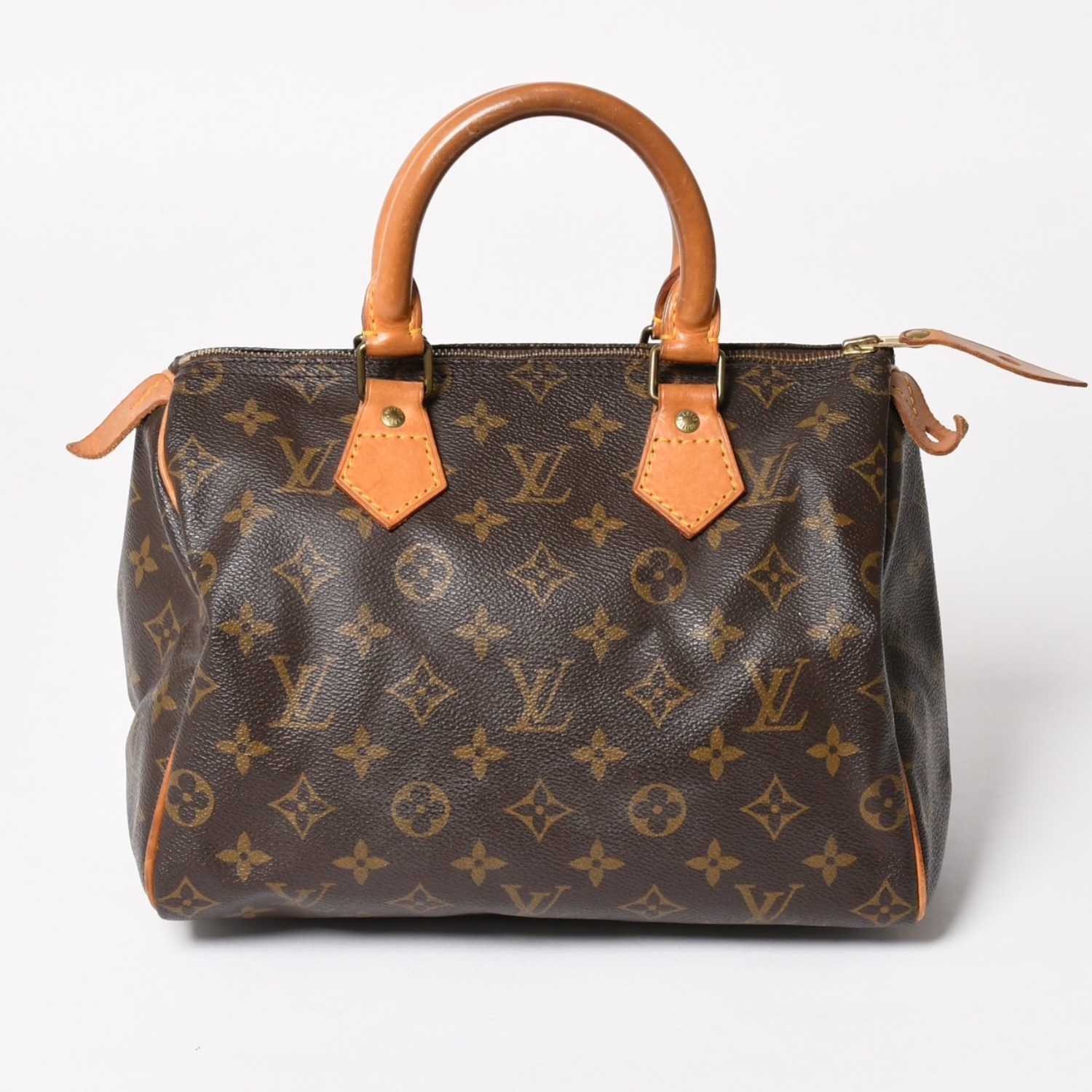 LOUIS VUITTON ルイヴィトン スピーディー25 ハンドバック M41528 モノグラム PVC レザー ブラウン ゴールド金具 美品 中古 4a004909｜Warashibe_Casanova