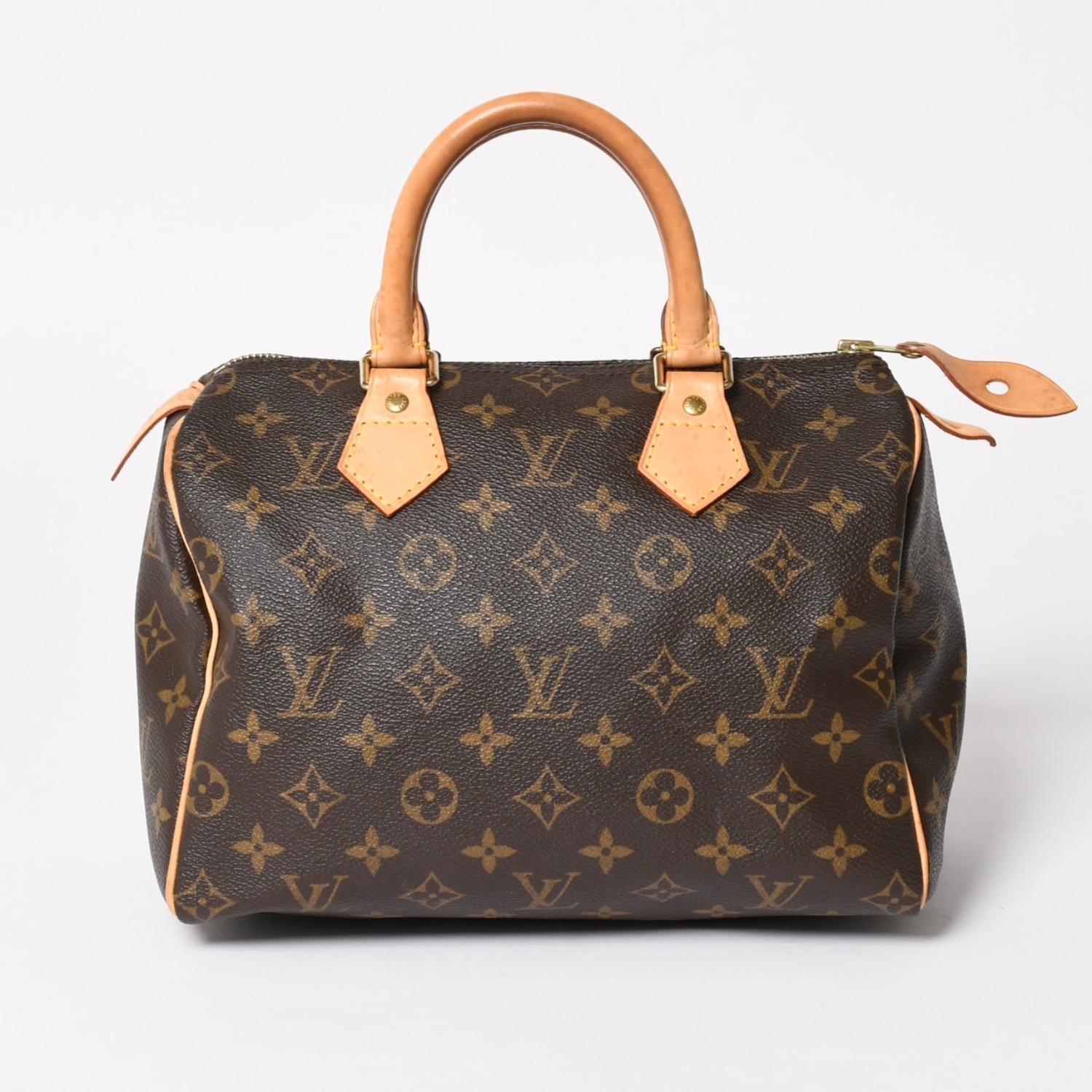極美品 LOUIS VUITTON ルイヴィトン スピーディ25 ハンドバック M41528 モノグラム PVCコーティングキャンバス レザー ブラウン ゴールド金具 中古 4a004907|Warashibe_Casanova