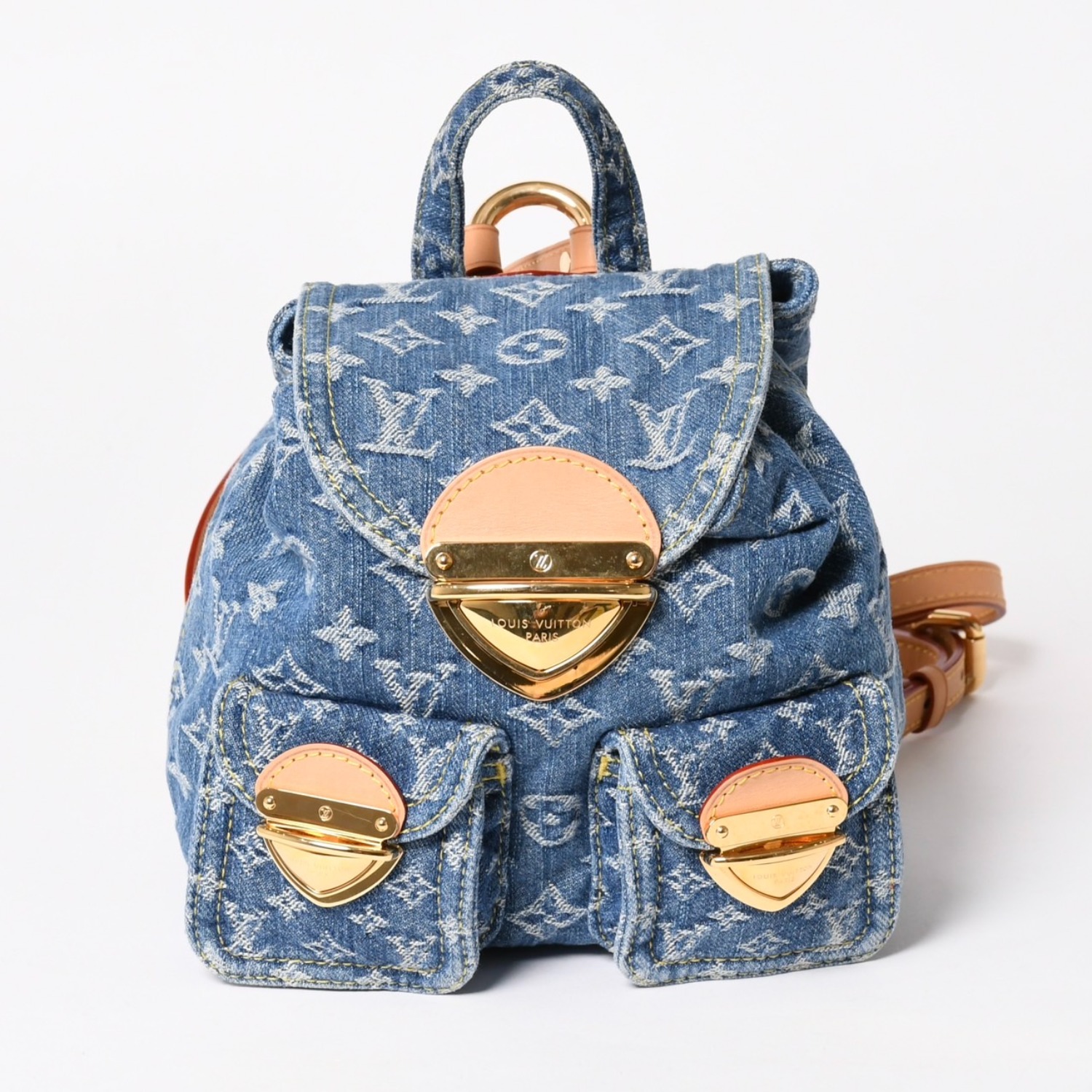 新品同様 LOUISVUITTON ルイヴィトン モノグラムデニム ヴェニス M46836 モノグラム デニム キャンバス リュック ブルー ゴールド金具 中古 4a005038|Warashibe_Casanova