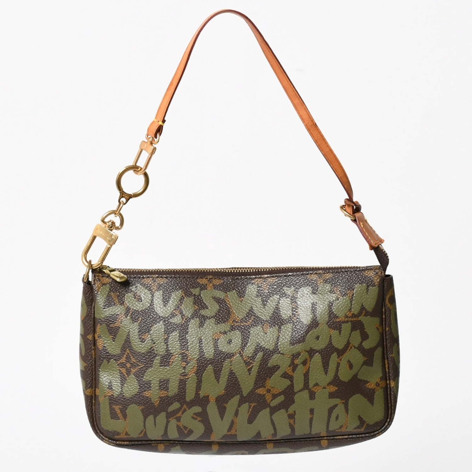 極美品 LOUIS VUITTON ルイヴィトン ポシェットアクセソワールモノグラムグラフィティ M92191 ハンドバッグ カーキ 中古 4a004856｜Warashibe_Casanova 96,800円