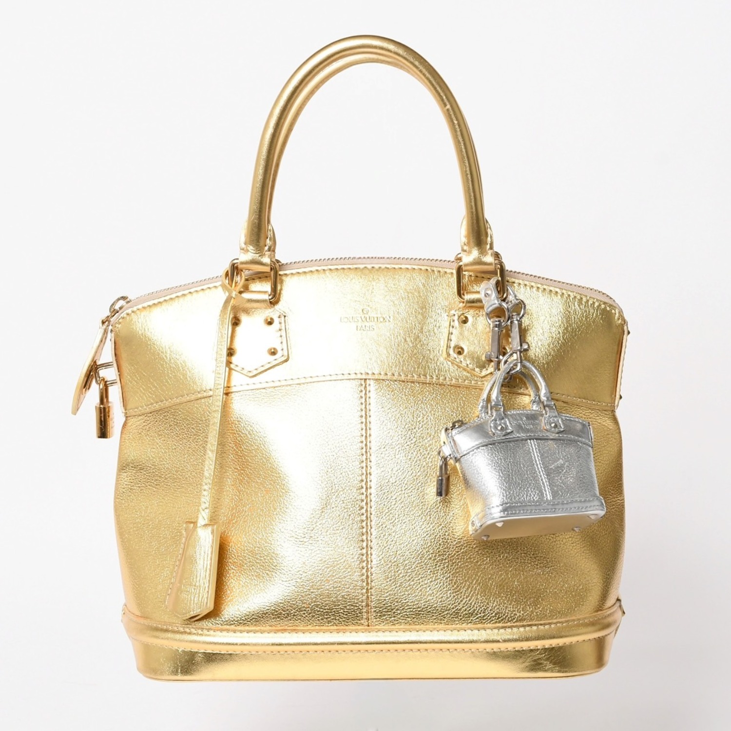 LOUIS VUITTTON ルイヴィトン ロックイット ハンドバッグ スハリ M91874 ゴールド金具 ゴールド シルバー 美品 中古 4a005337|Warashibe_Casanova